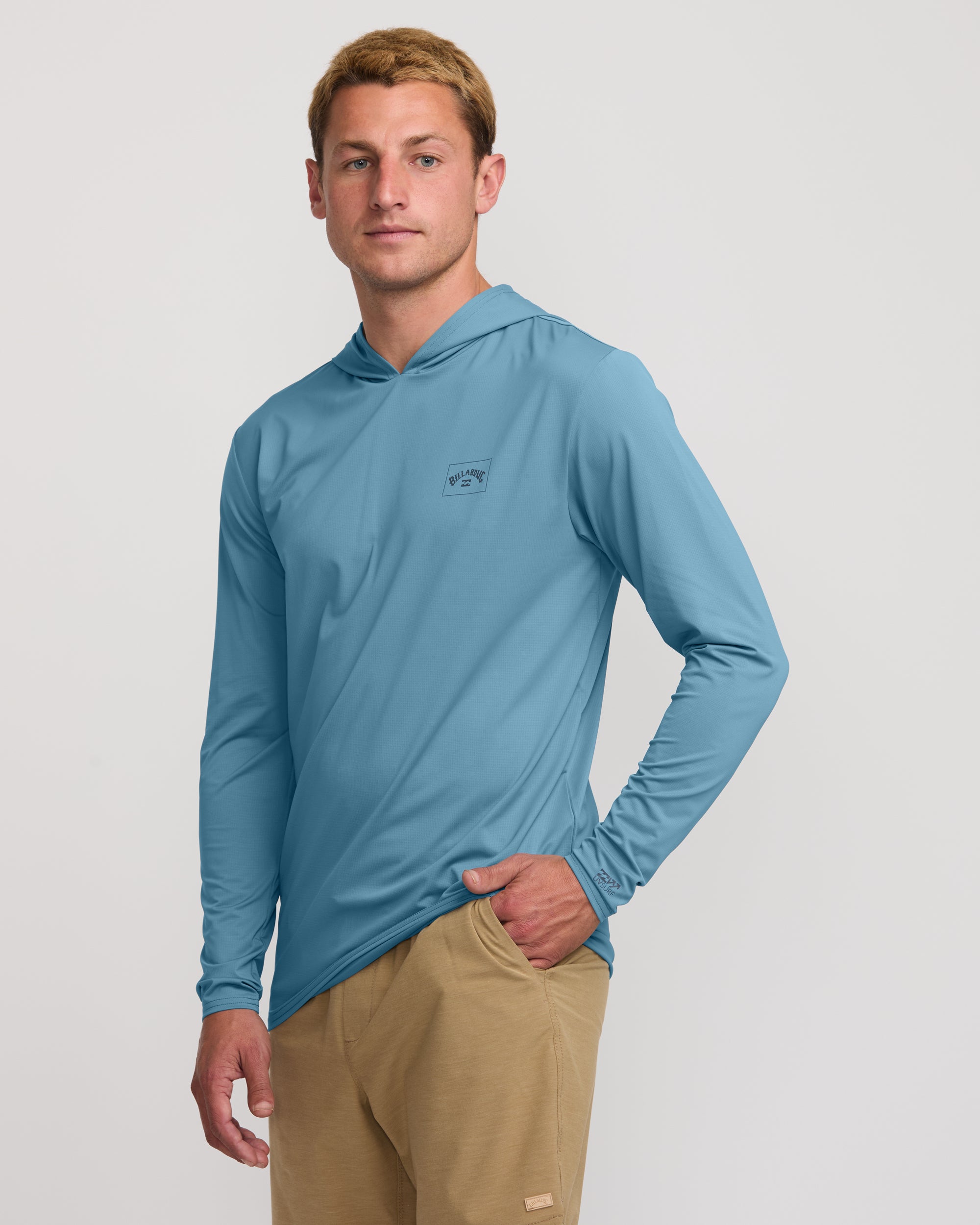 Arch Mesh UPF 50 Long Sleeve Hooded Surf Tee - Baby Blue