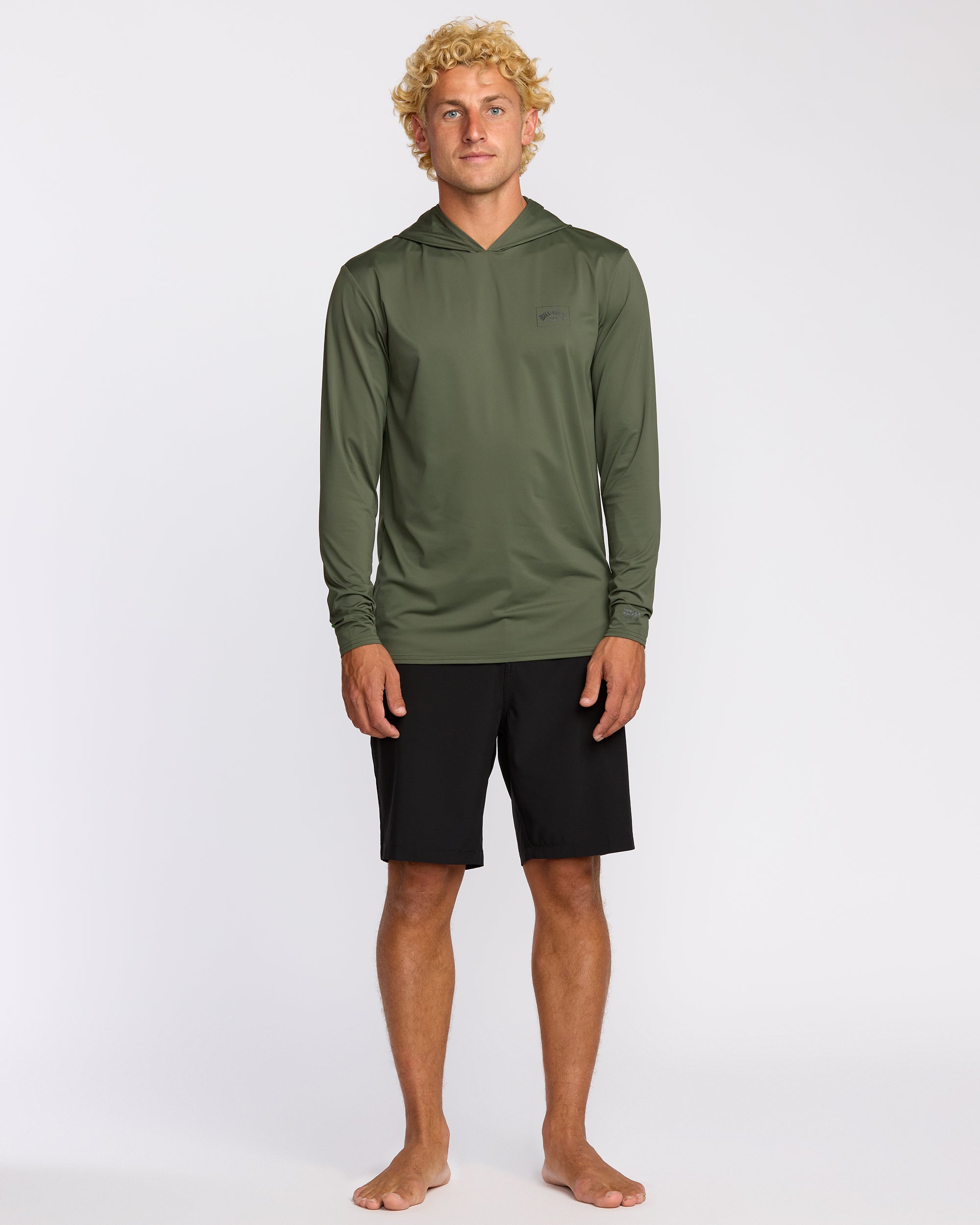 Arch Mesh UPF 50 Long Sleeve Hooded Surf Tee - Dark Military