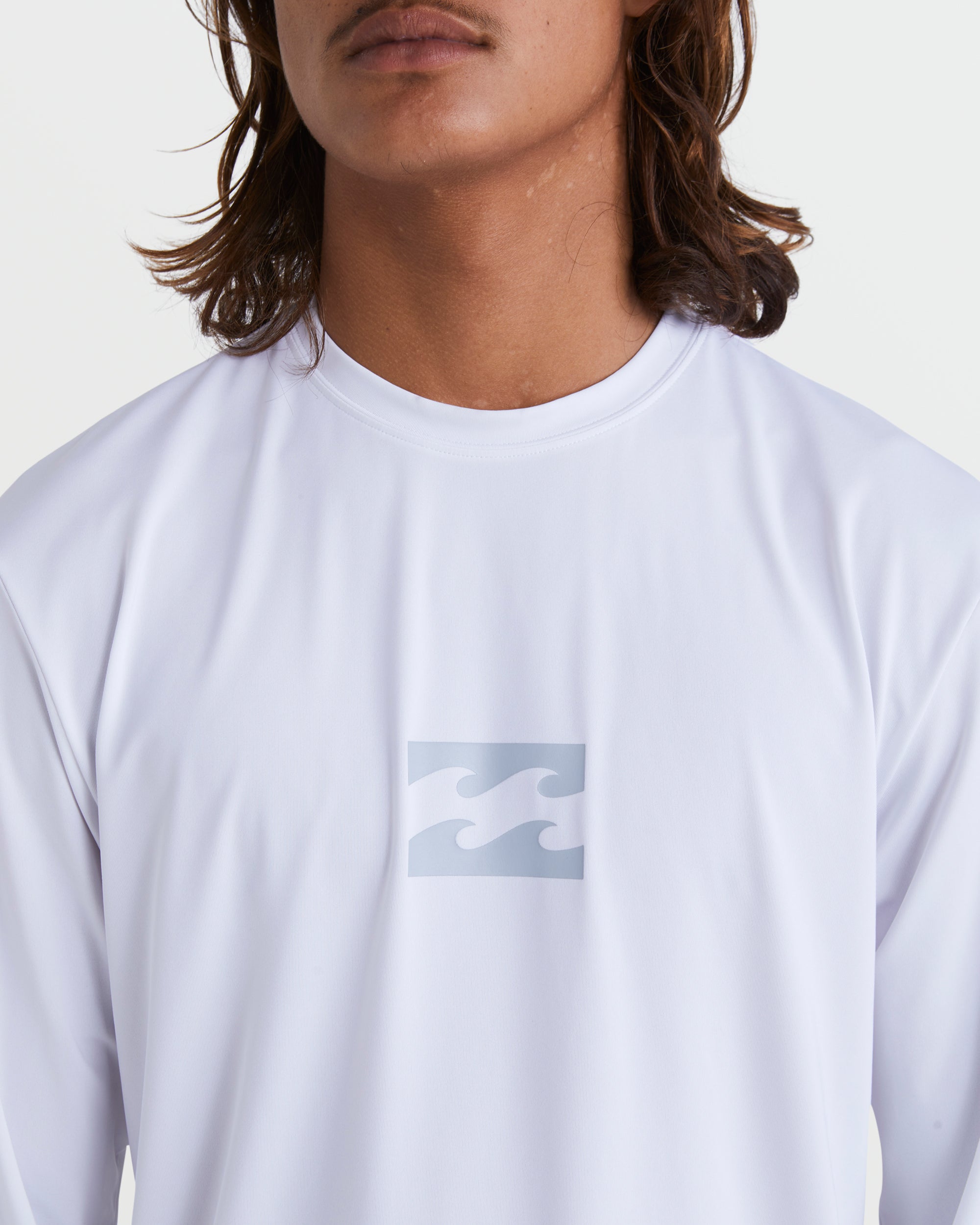 All Day Wave Loose Fit UPF 50 Long Sleeve Surf Tee - White