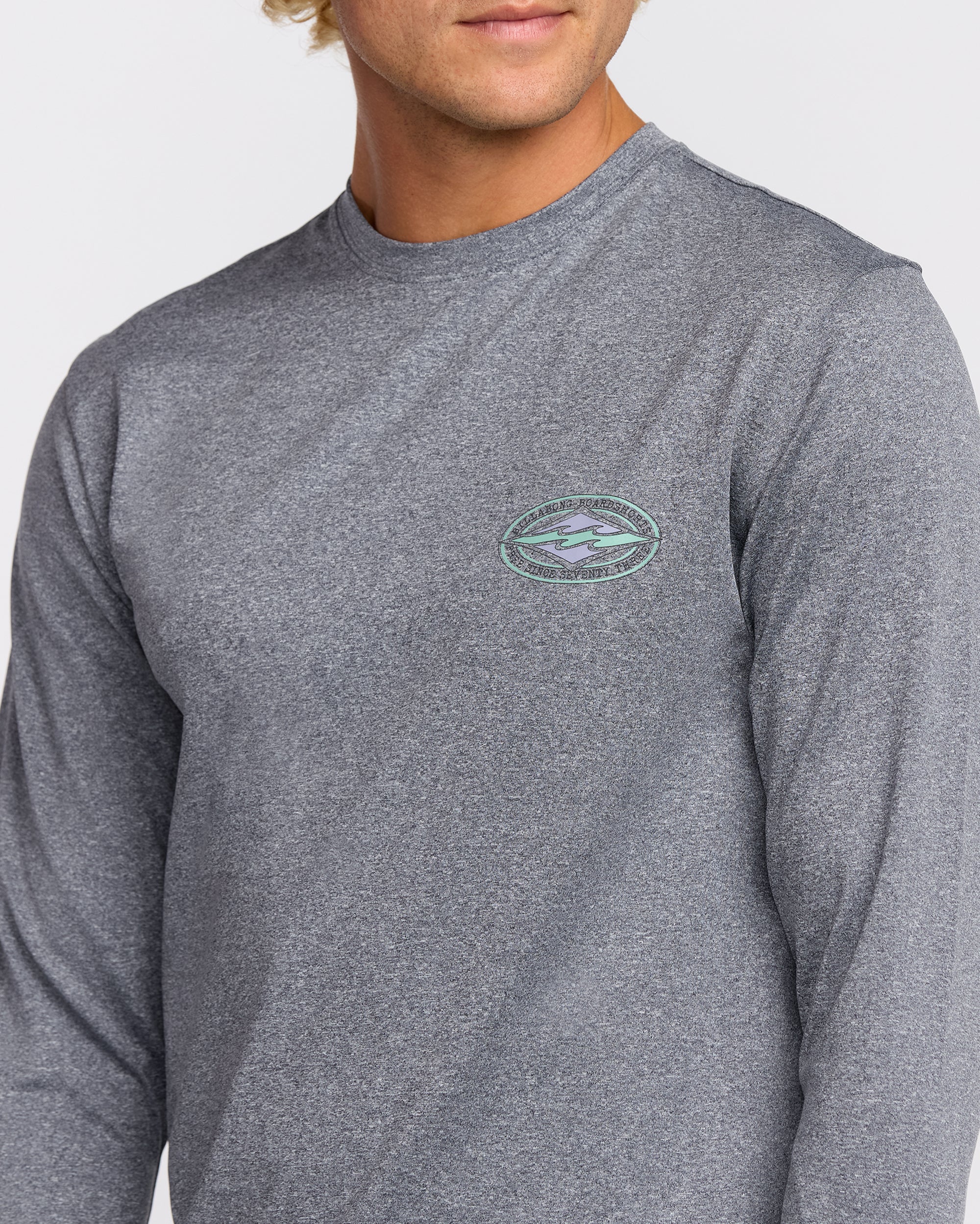 Diamond Vision Loose Fit UPF 50 Long Sleeve Surf T-Shirt - Mrgray Hth