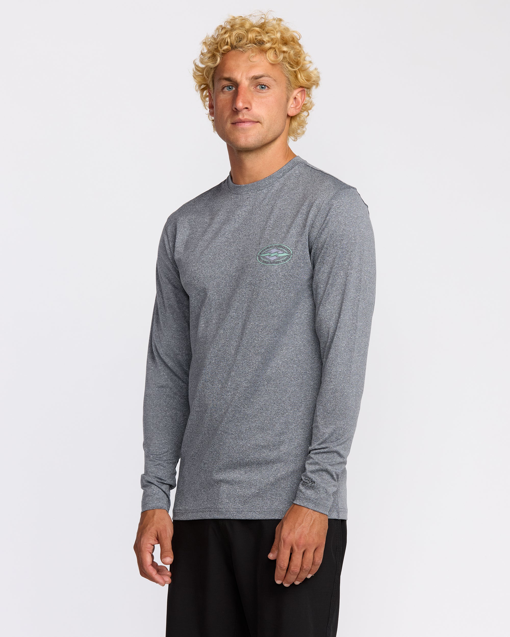 Diamond Vision Loose Fit UPF 50 Long Sleeve Surf T-Shirt - Mrgray Hth