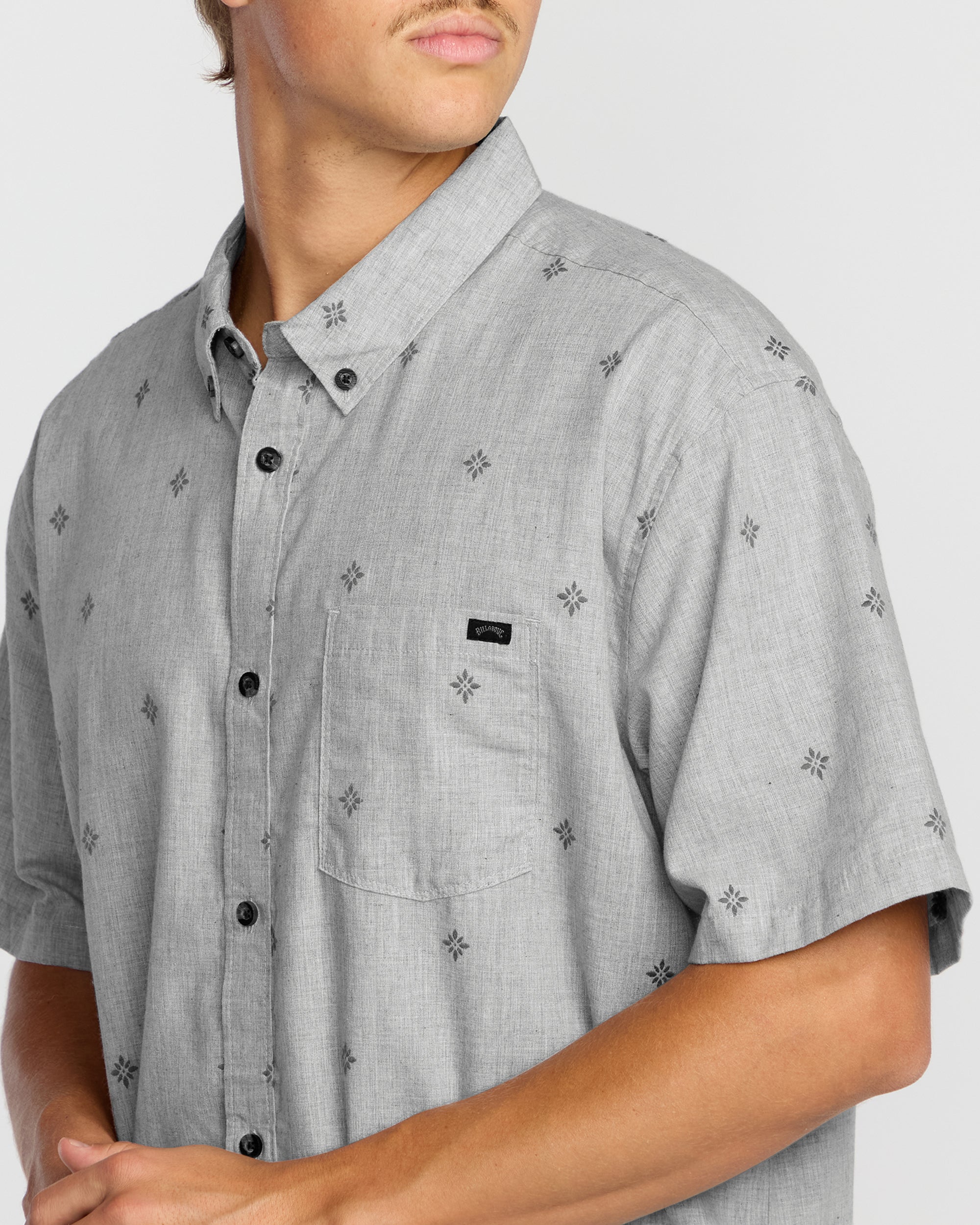 All Day Jacquard Short Sleeve Shirt - Silver