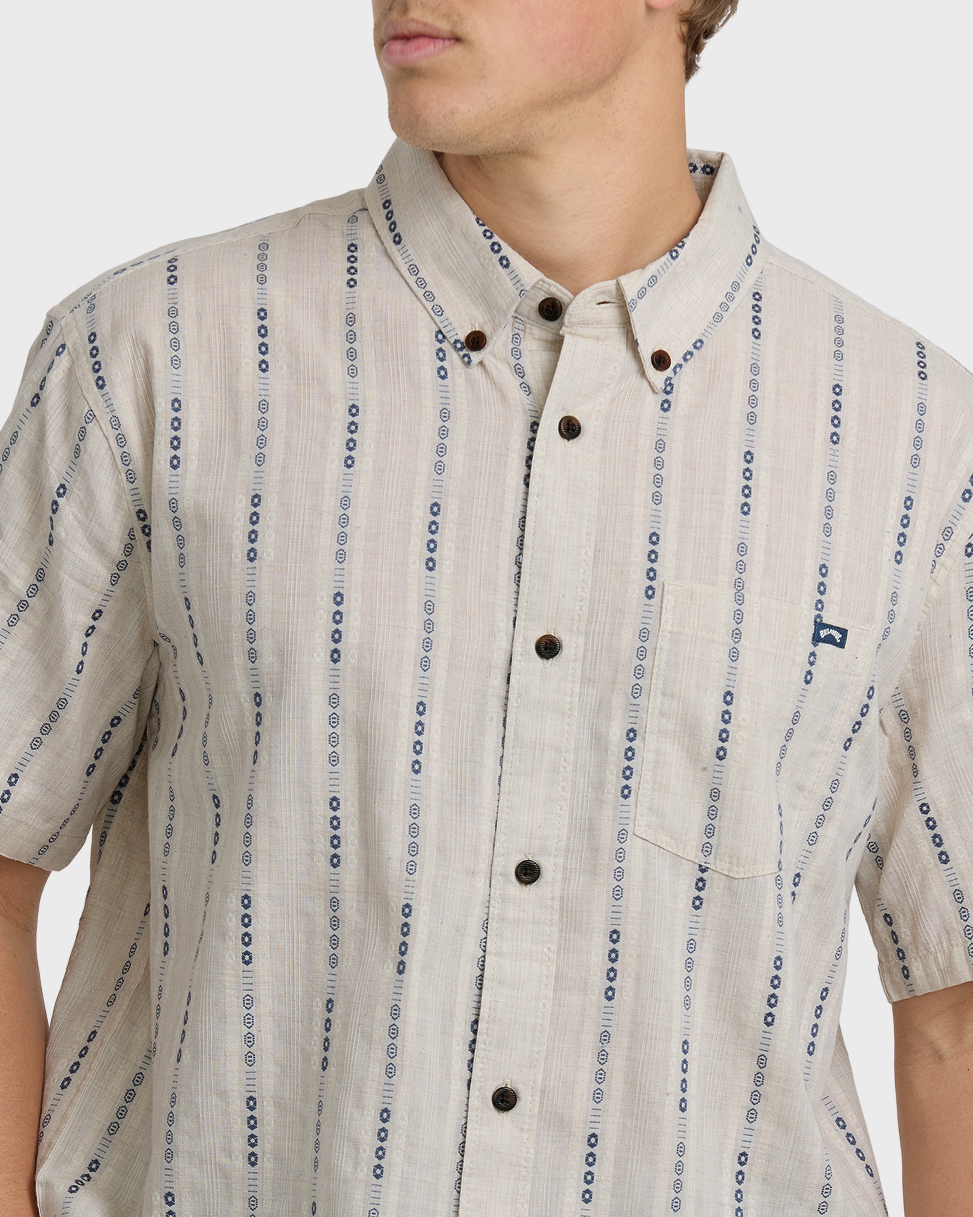 All Day Jacquard Short Sleeve Shirt - Stone