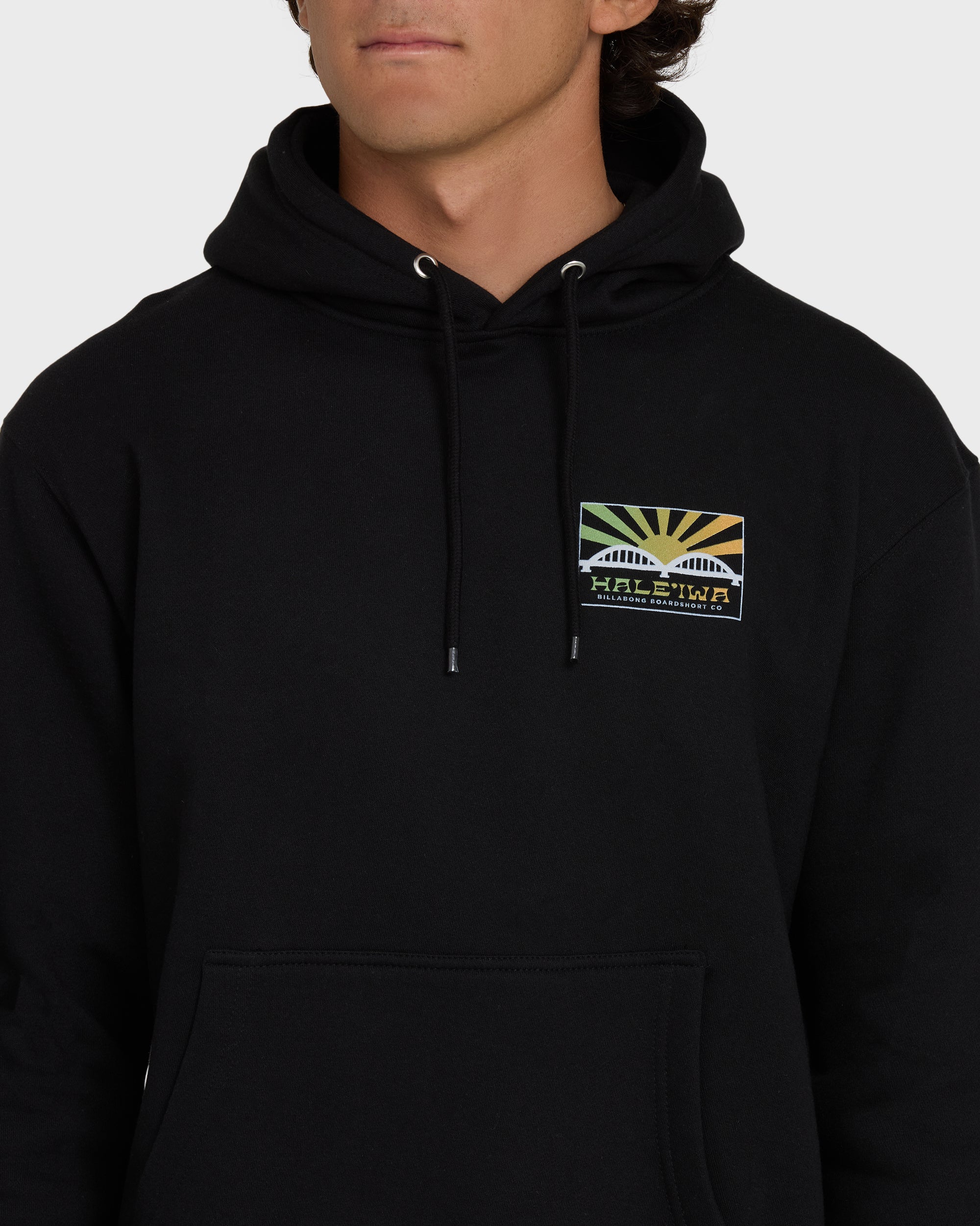 Haleiwa Rising Sun Pullover Hoodie  - Black