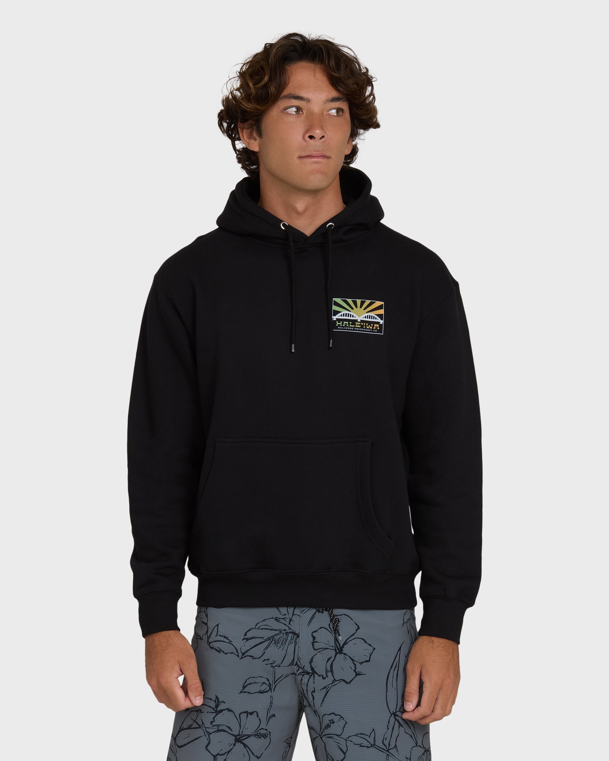 Haleiwa Rising Sun Pullover Hoodie  - Black