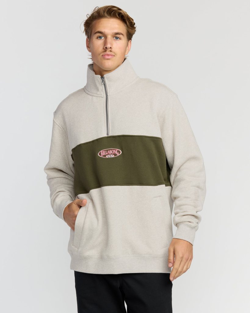 Bad Dog 3/4 Zip Mockneck Sweatshirt - Sand Htr