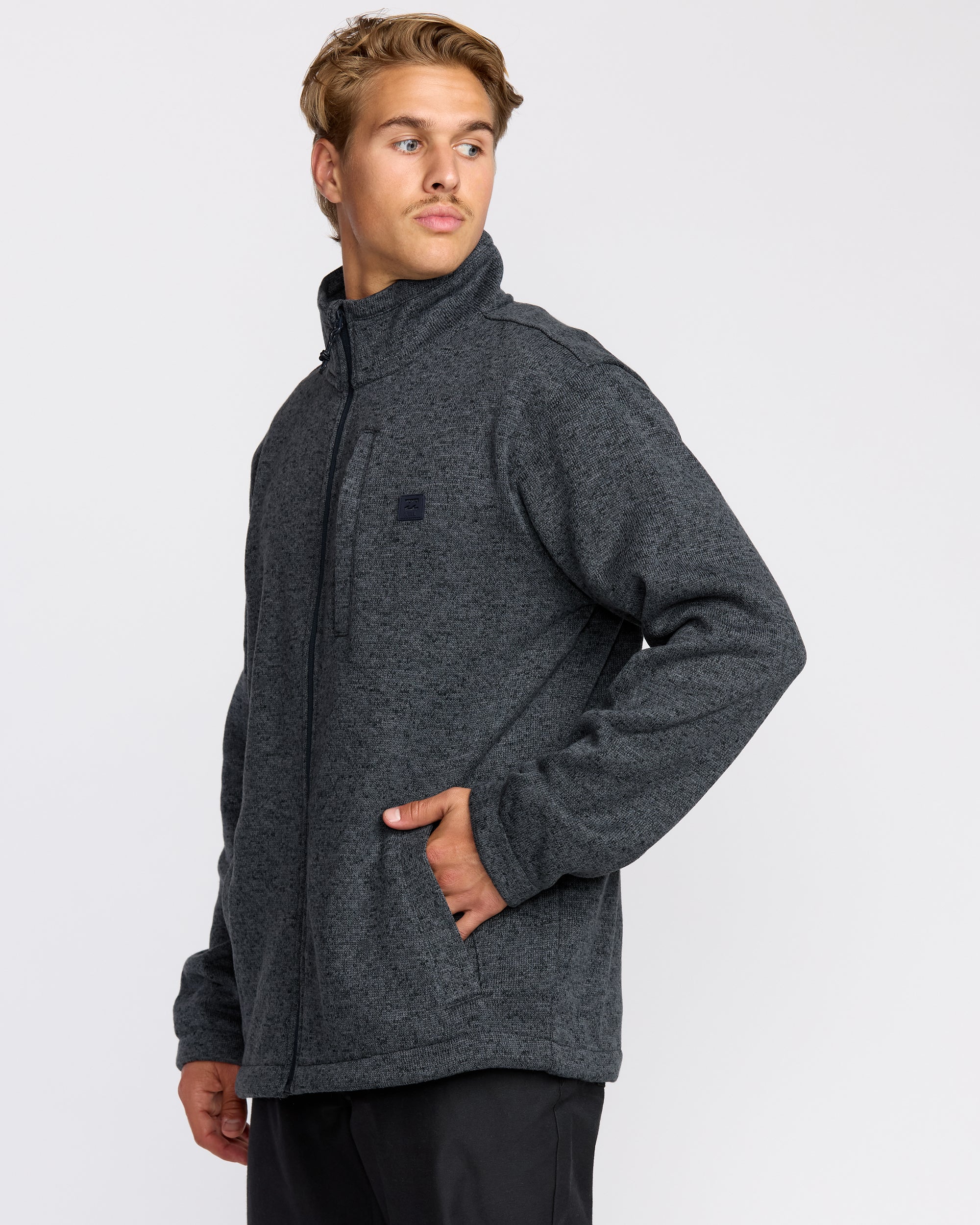 Boundary Mock Neck Zip Sweatshirt - Navy