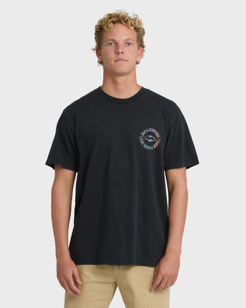 Hollow Diamond Wave Washed Premium Short Sleeve T-Shirt - Black