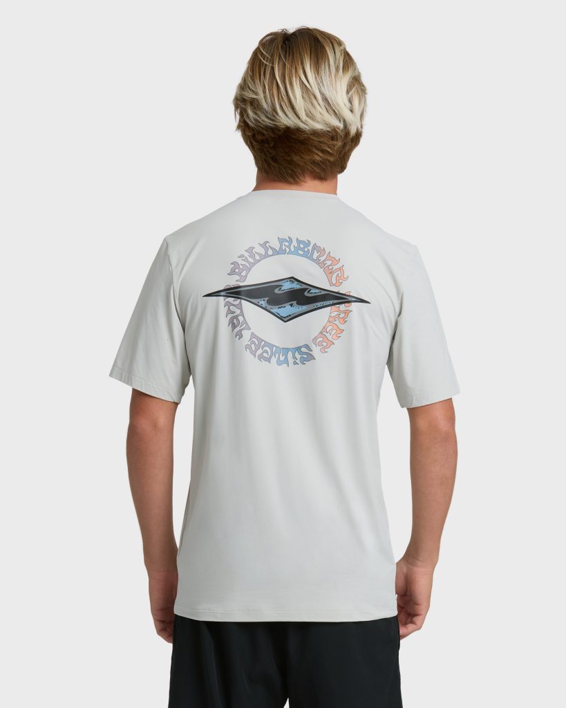 Hollow Diamond Loose Fit UPF 50 Short Sleeve Surf Tee - Silver