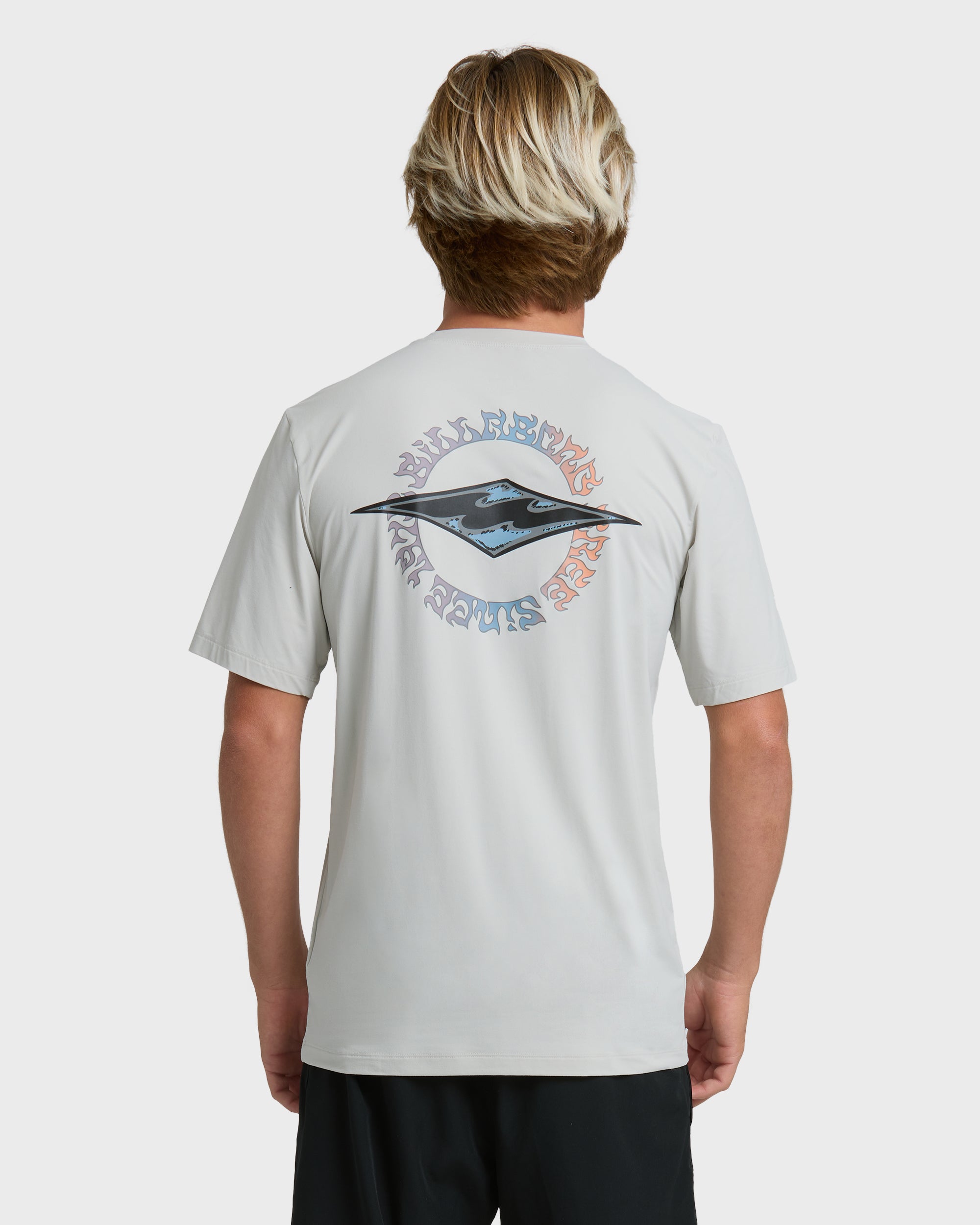 Hollow Diamond Loose Fit UPF 50 Short Sleeve Surf Tee - Silver