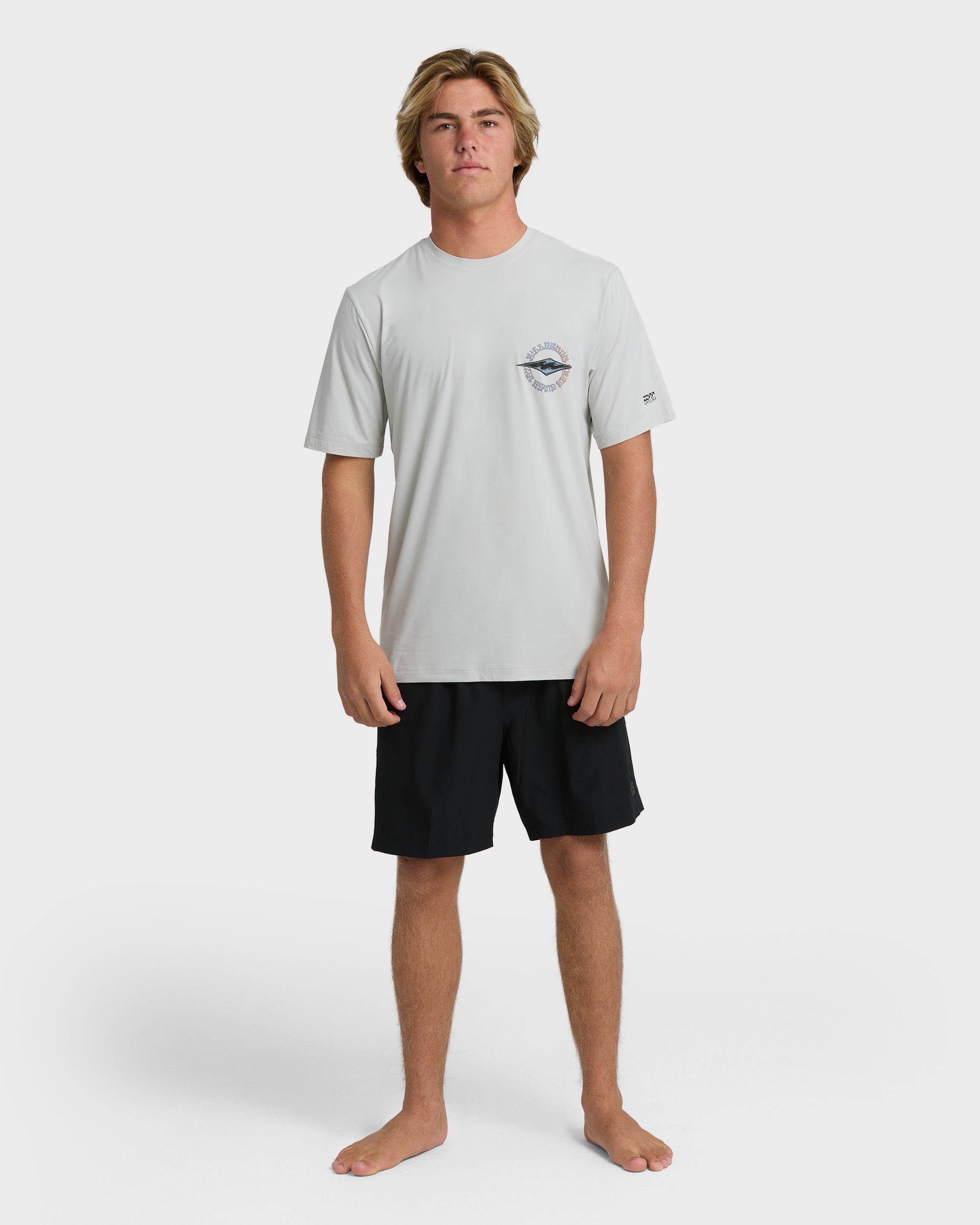 Hollow Diamond Loose Fit UPF 50 Short Sleeve Surf Tee - Silver