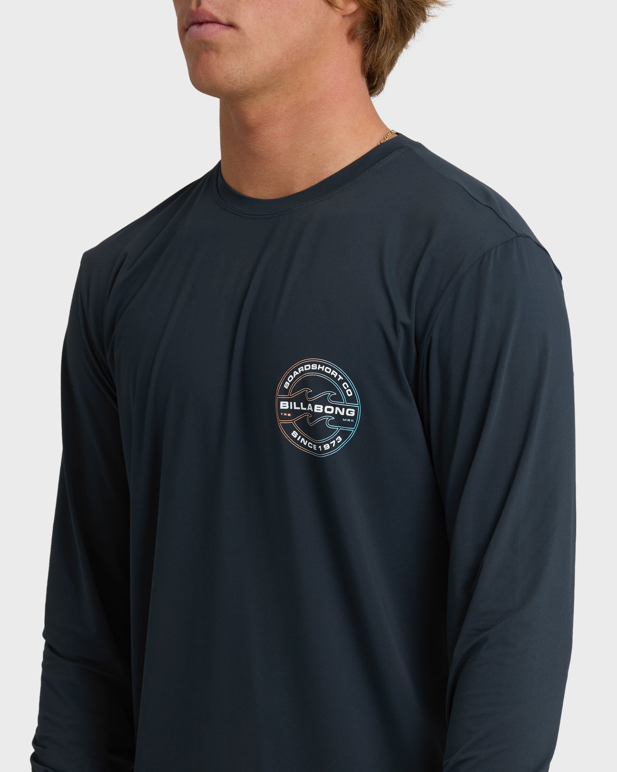 Hollow Loose Fit UPF 50 Long Sleeve Surf Tee - Navy
