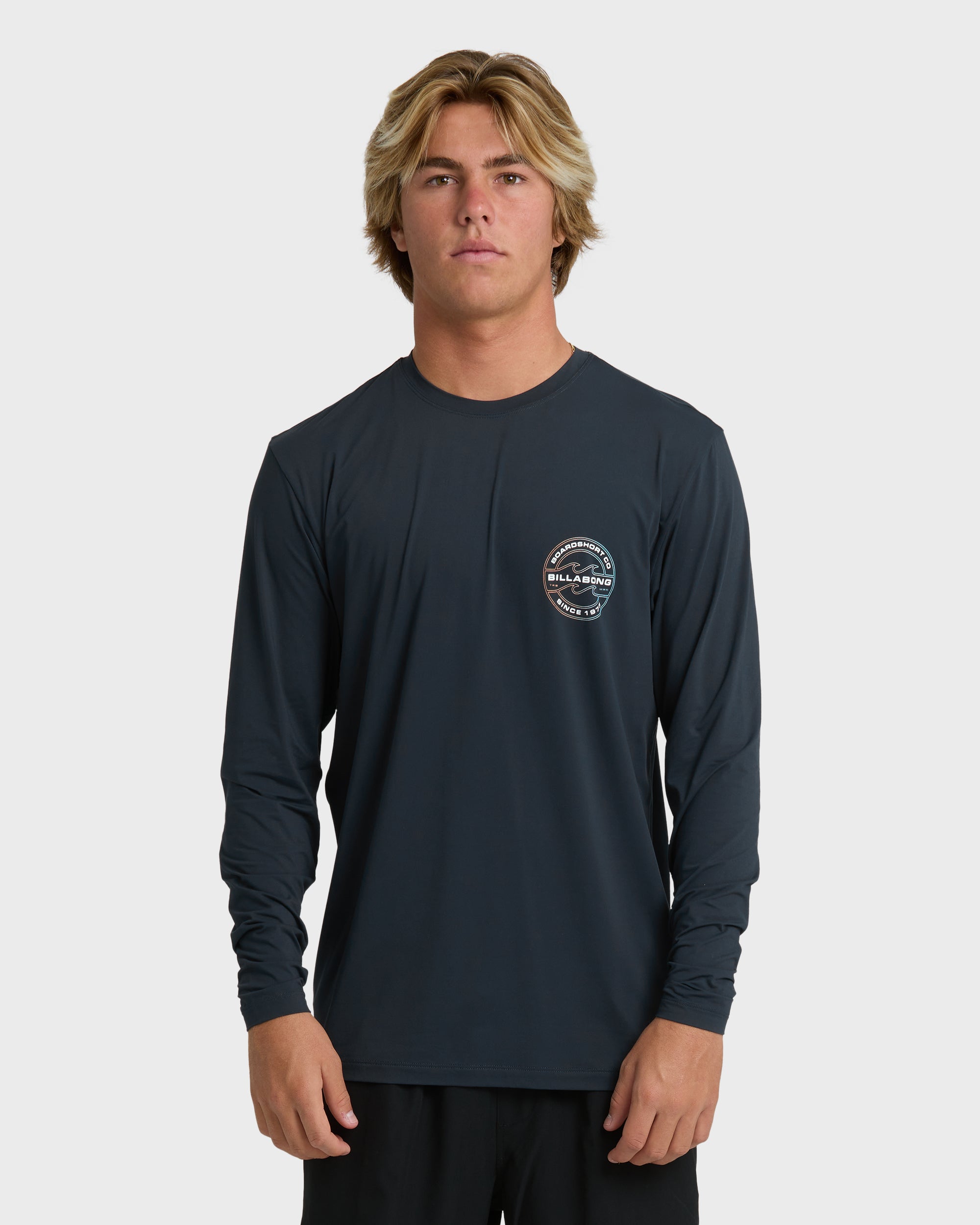 Hollow Loose Fit UPF 50 Long Sleeve Surf Tee - Navy