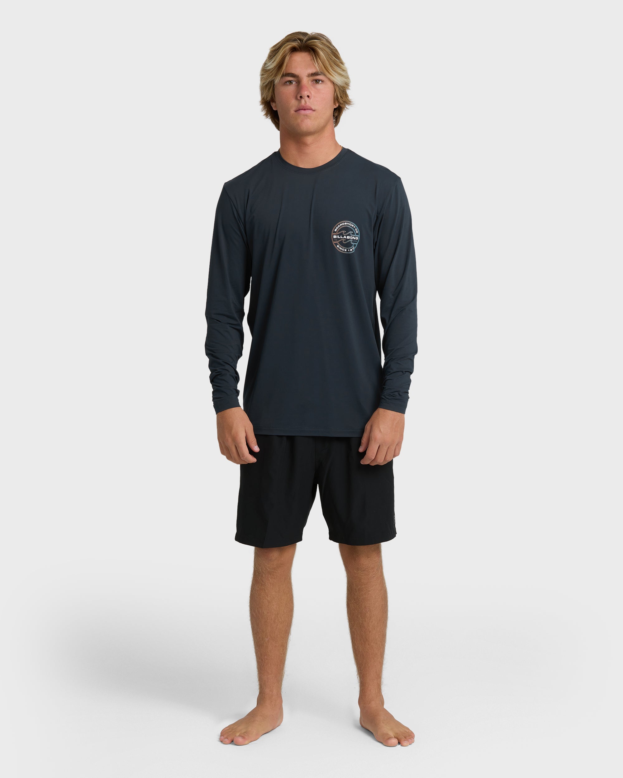 Hollow Loose Fit UPF 50 Long Sleeve Surf Tee - Navy