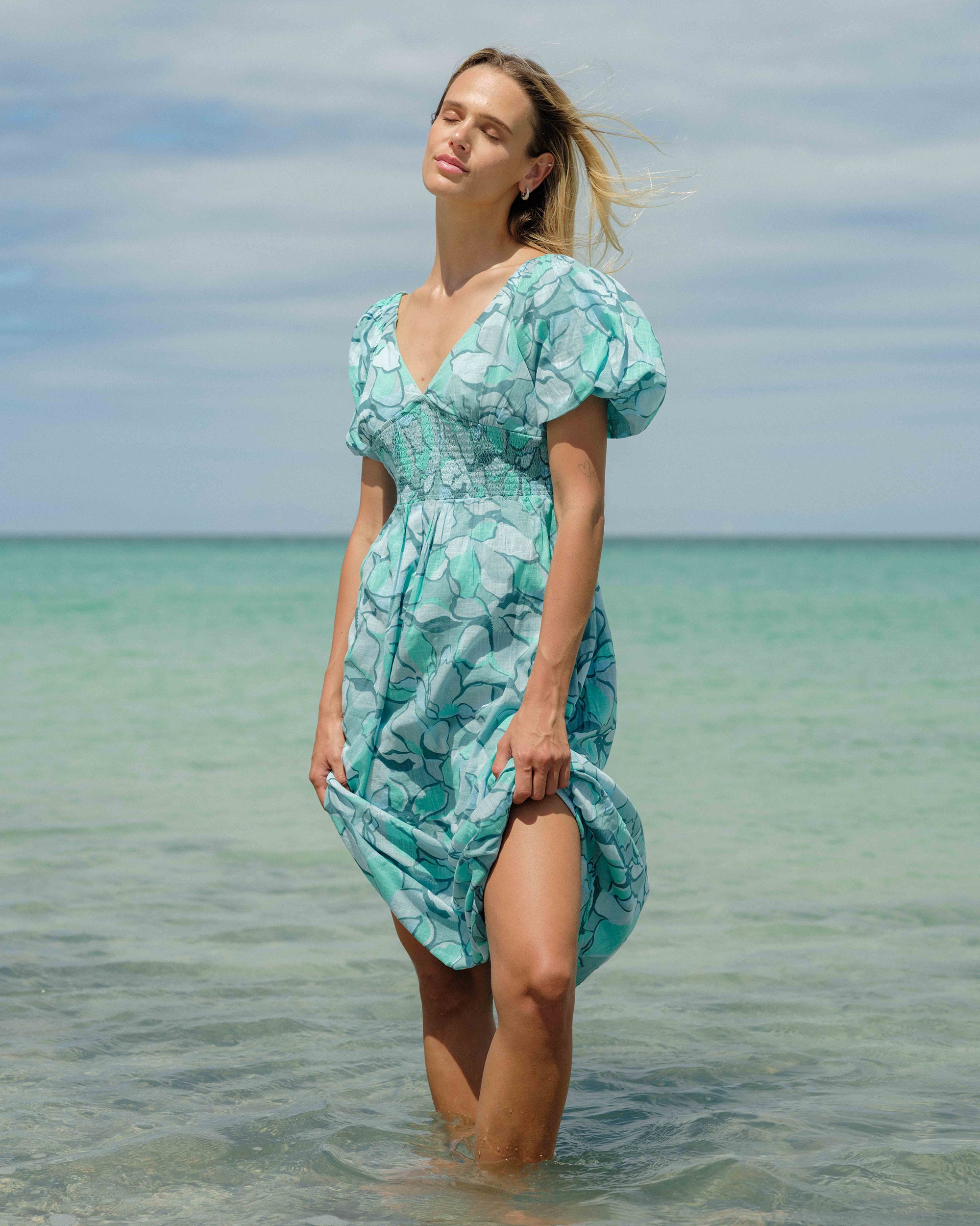 Go Coastal Midi Dress - Blue Bird