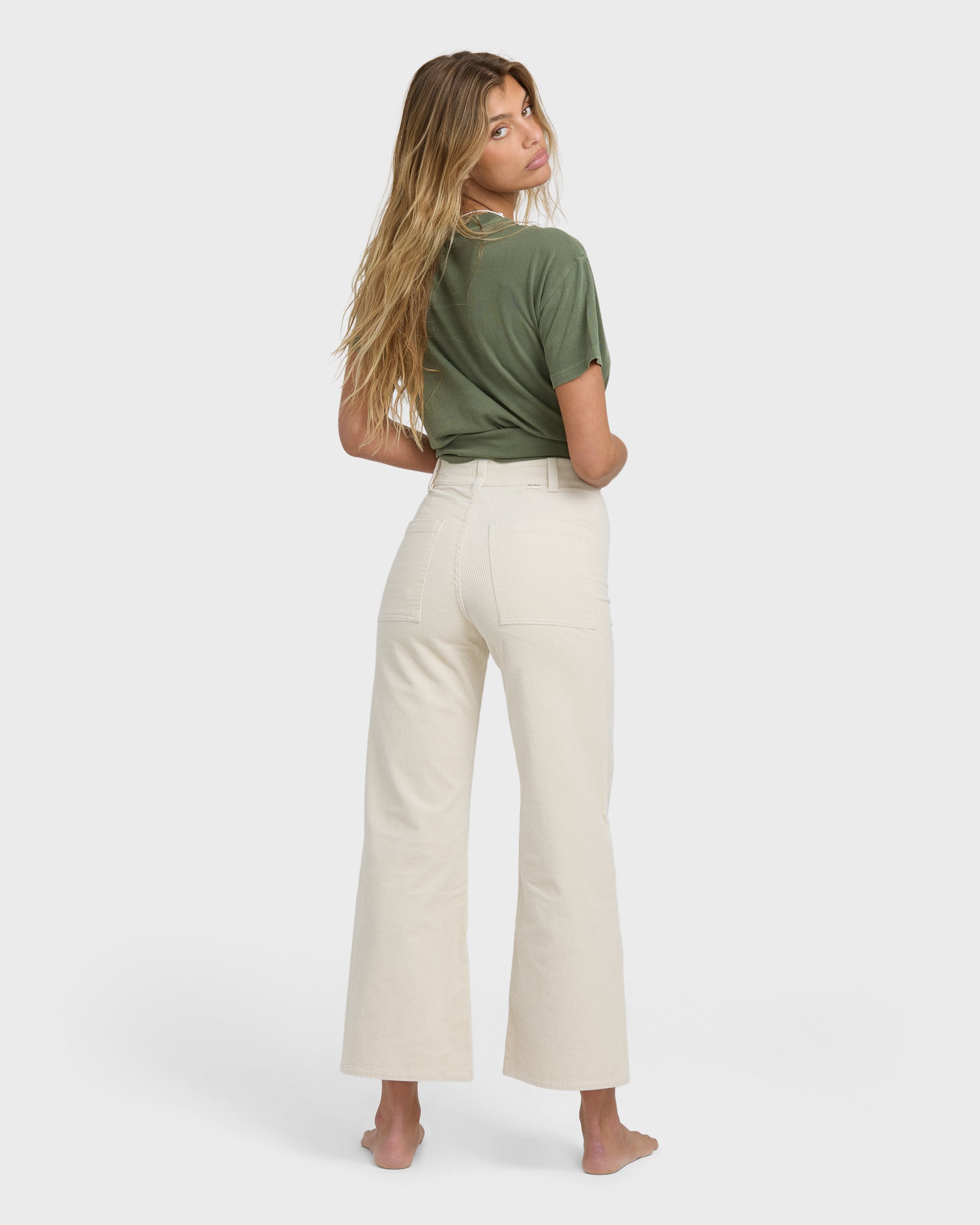 Free Fall High-Waist Cord Pants - Whitecap