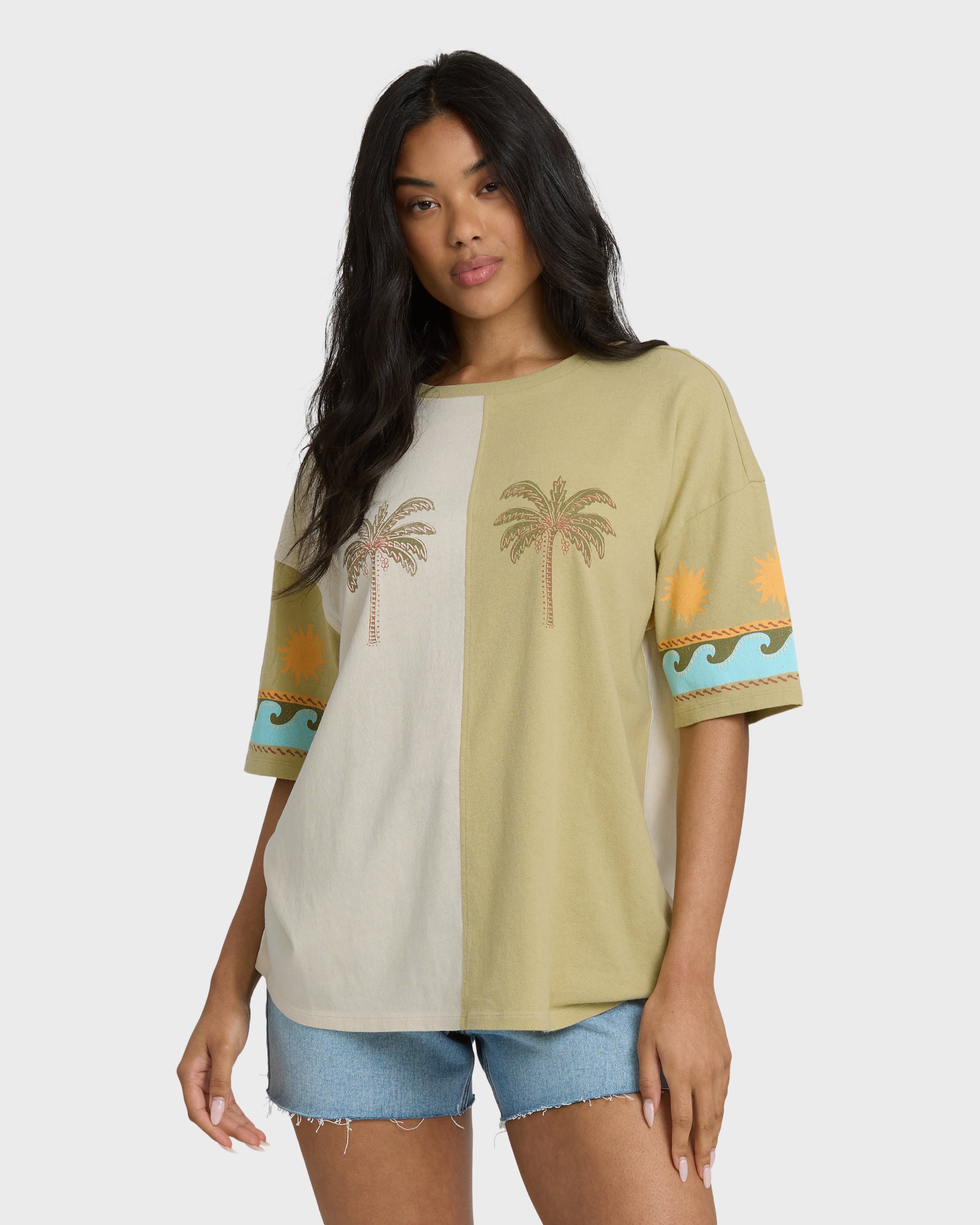 Split Palm Short Sleeve T-Shirt - White Cap