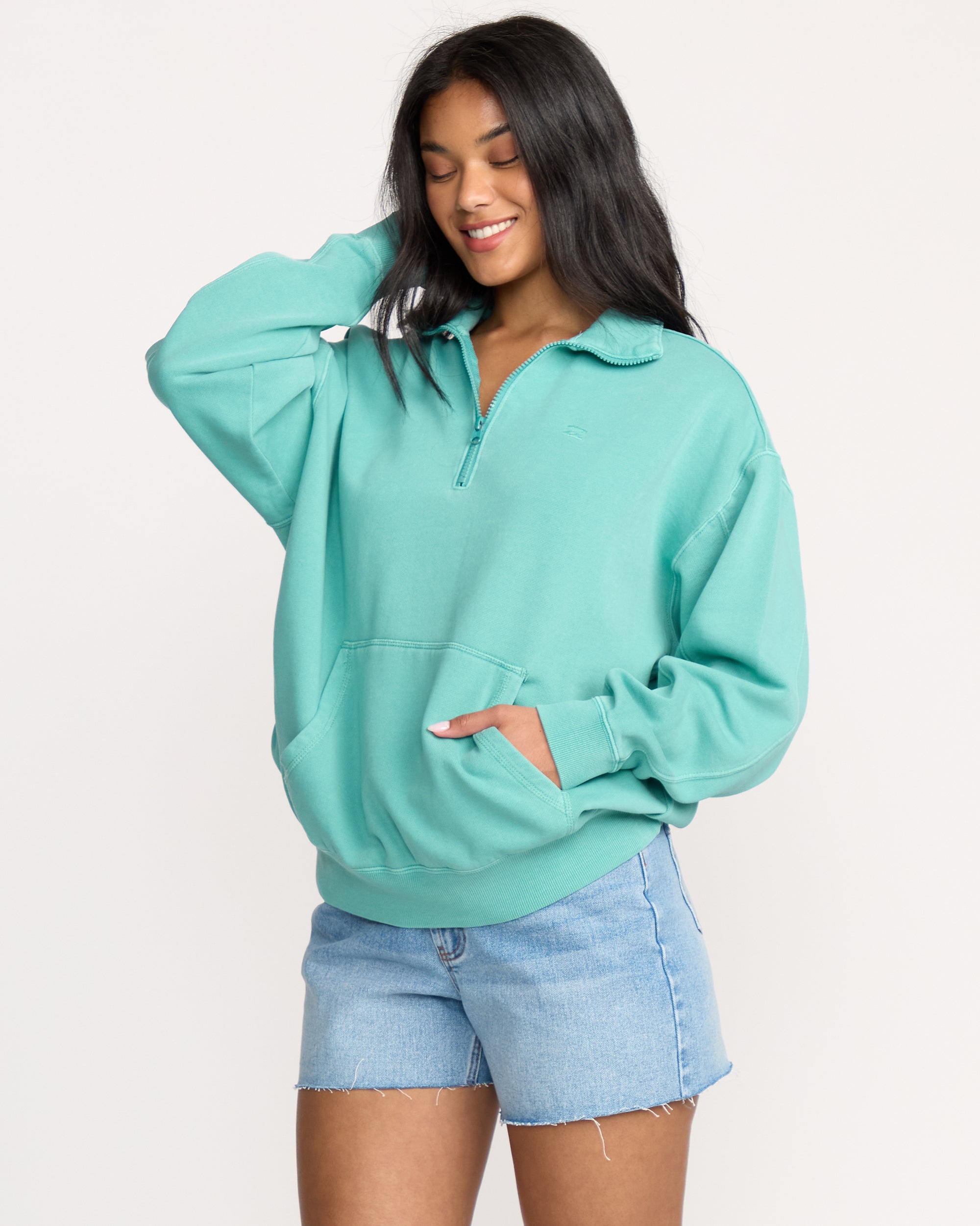 Hula Half Zip Sweatshirt - Blue Bird