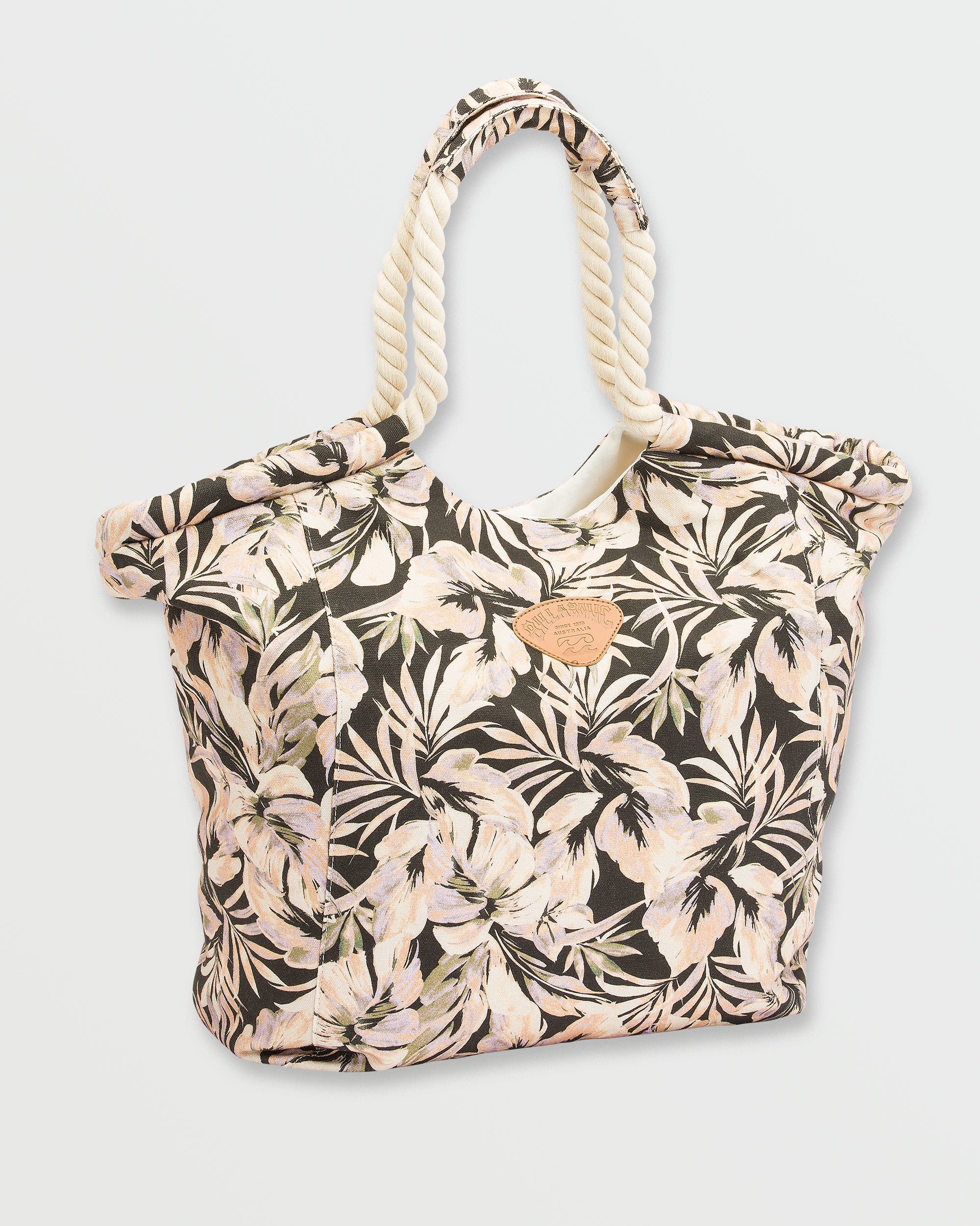 Rope Tote Bag - Black Floral