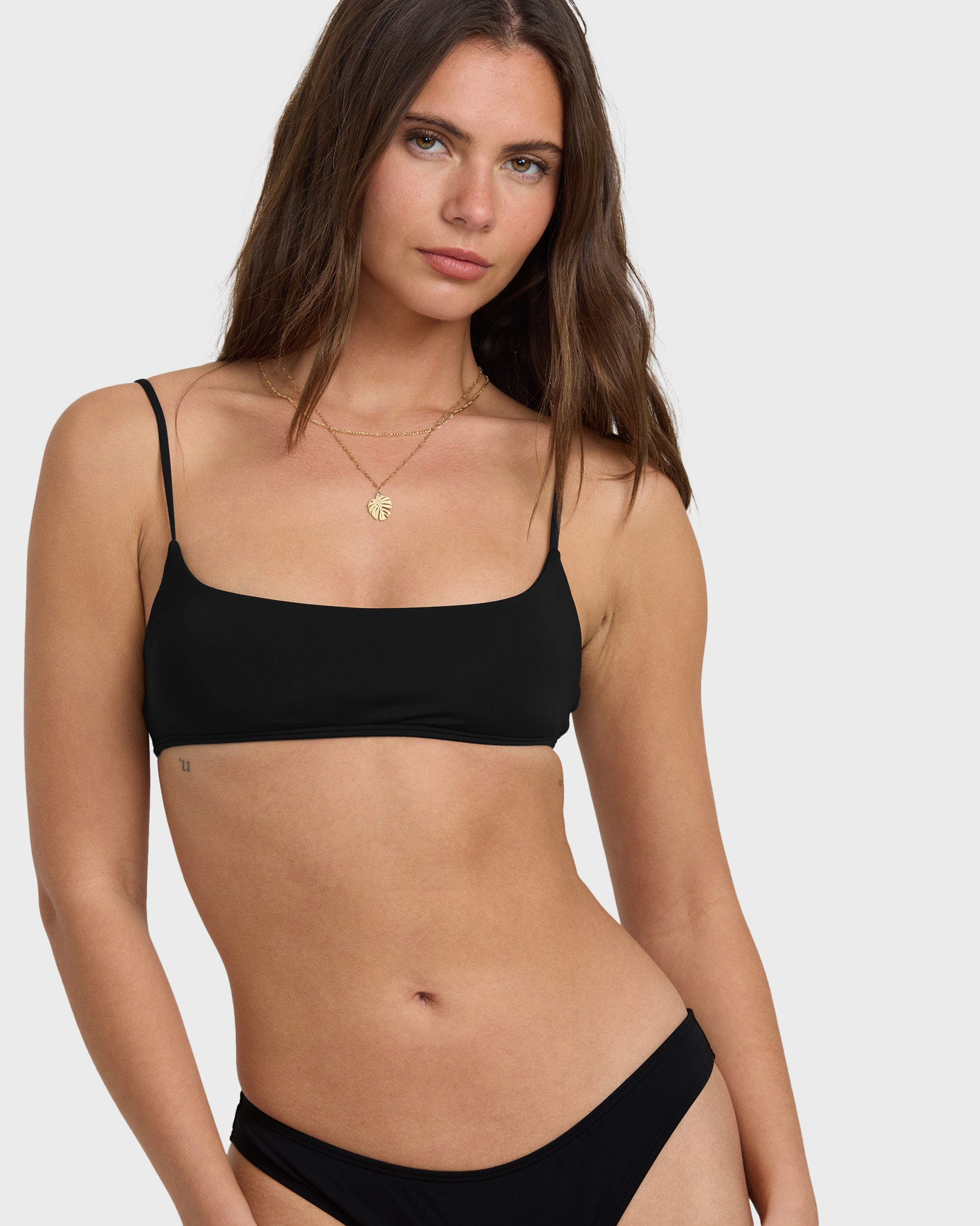 Sol Searcher Jaclyn Crop Bikini Top - Black Pebble