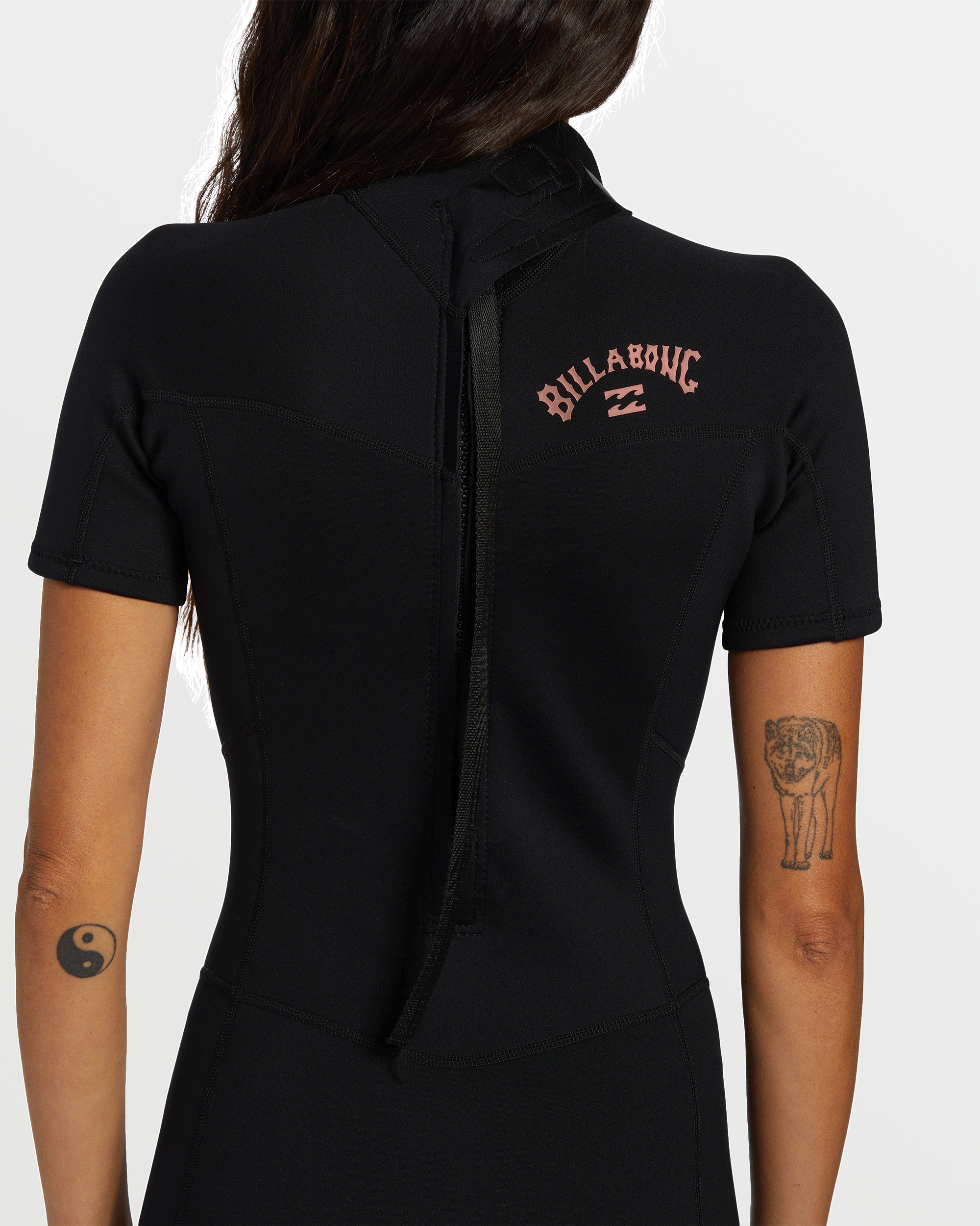 Foil Flatlock Short Sleeve Springsuit - Black
