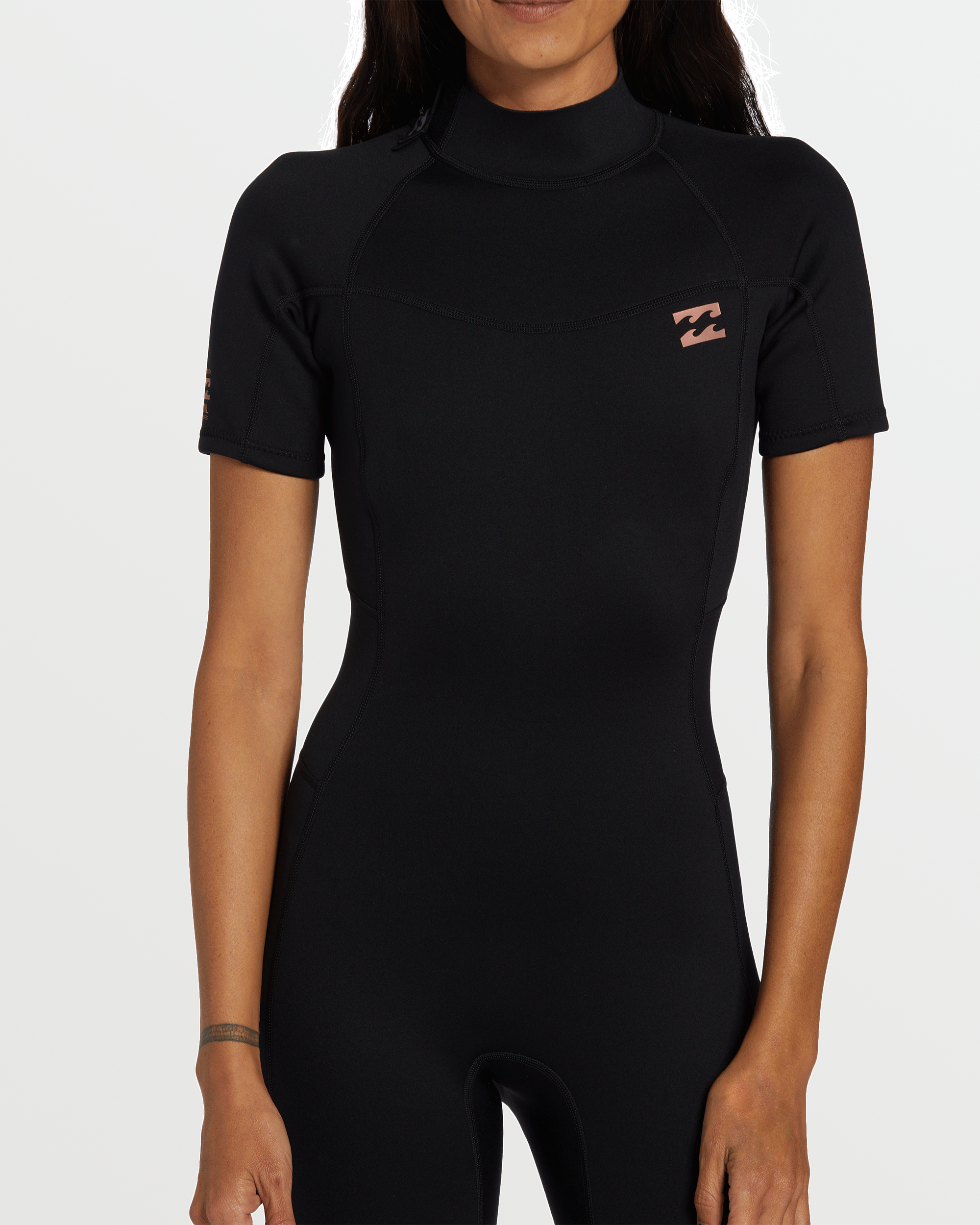 Foil Flatlock Short Sleeve Springsuit - Black