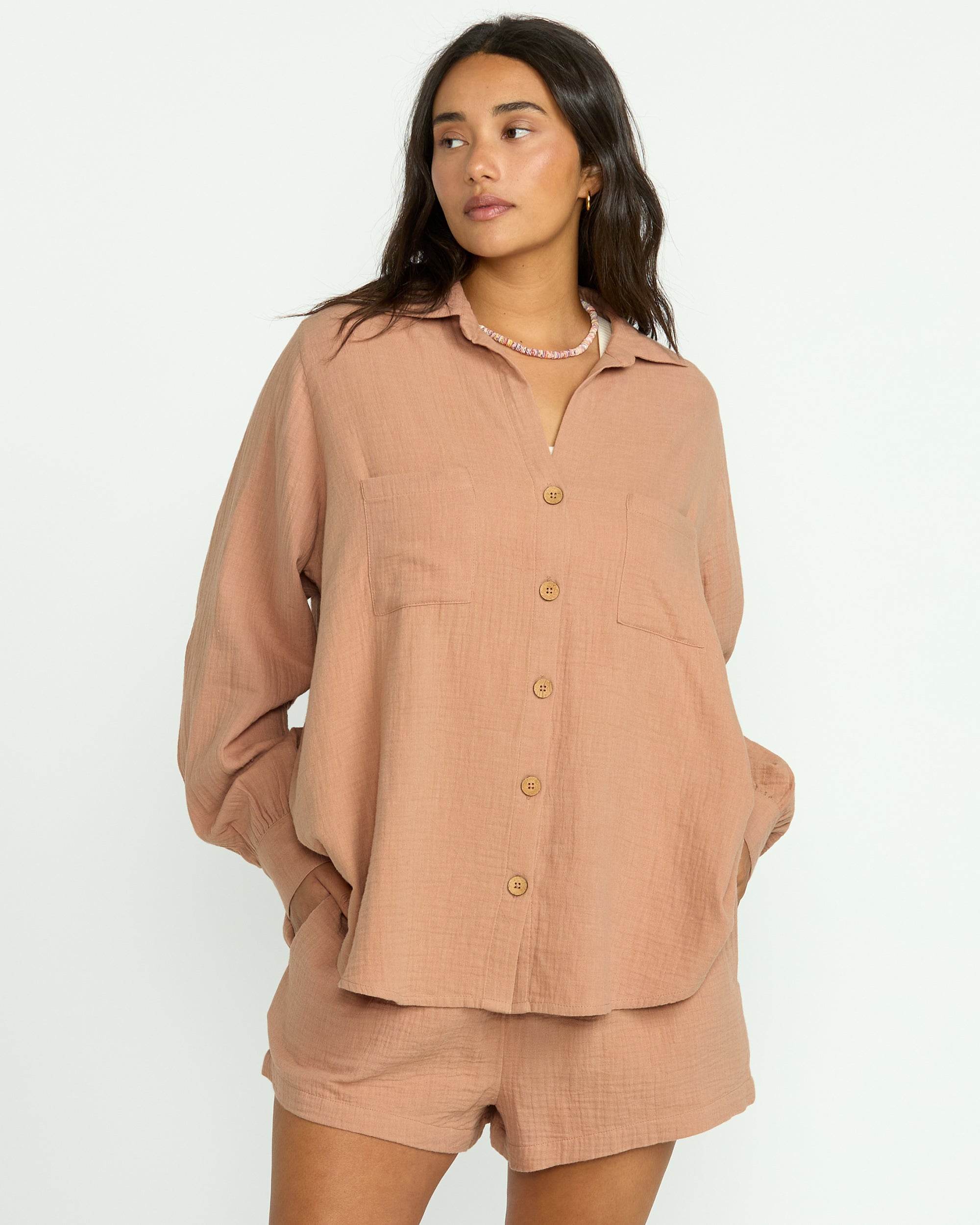 Sweet Swell Long Sleeve Shirt - Rose Brown