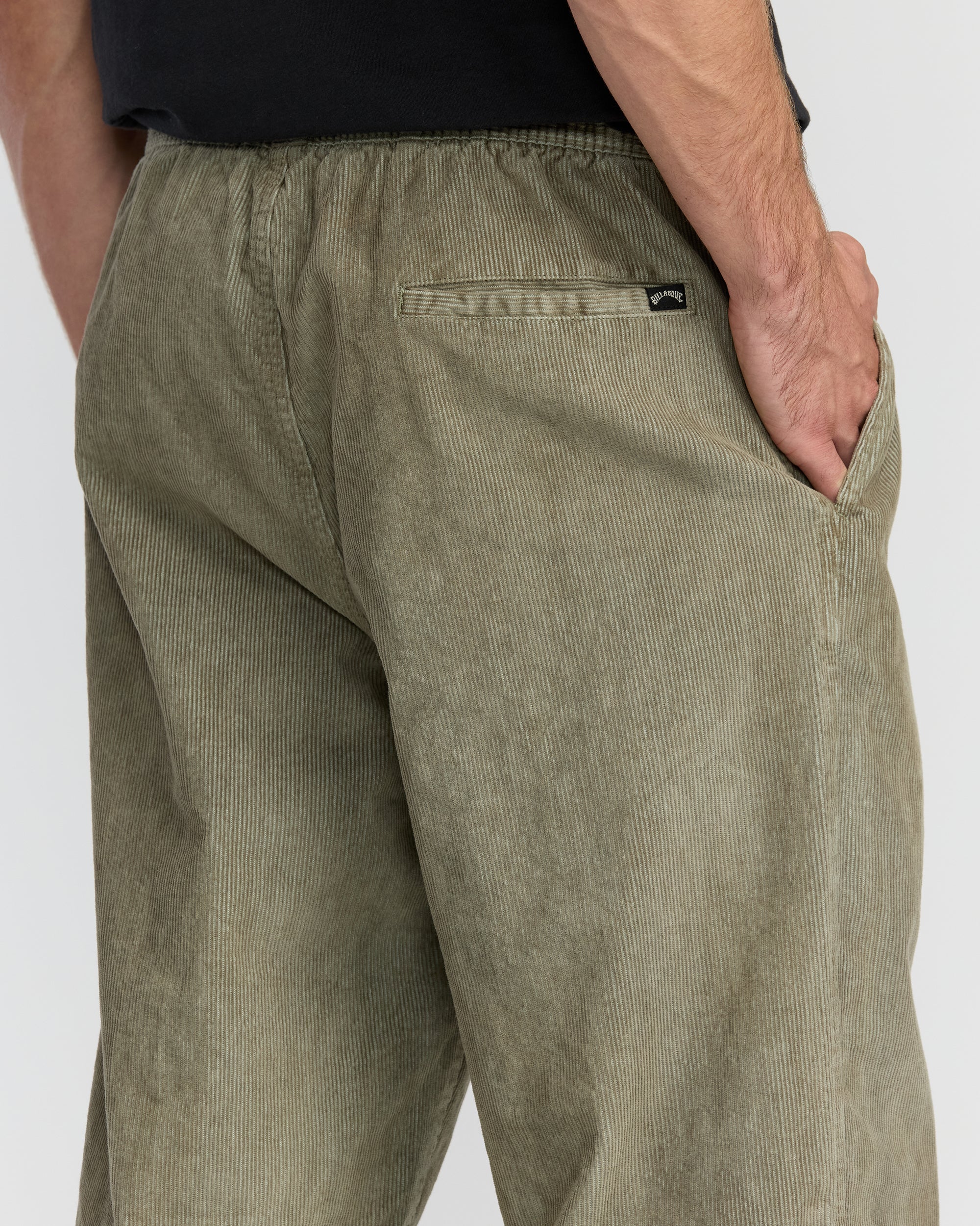 Larry Elastic Waist Corduroy Pants - Green Ash