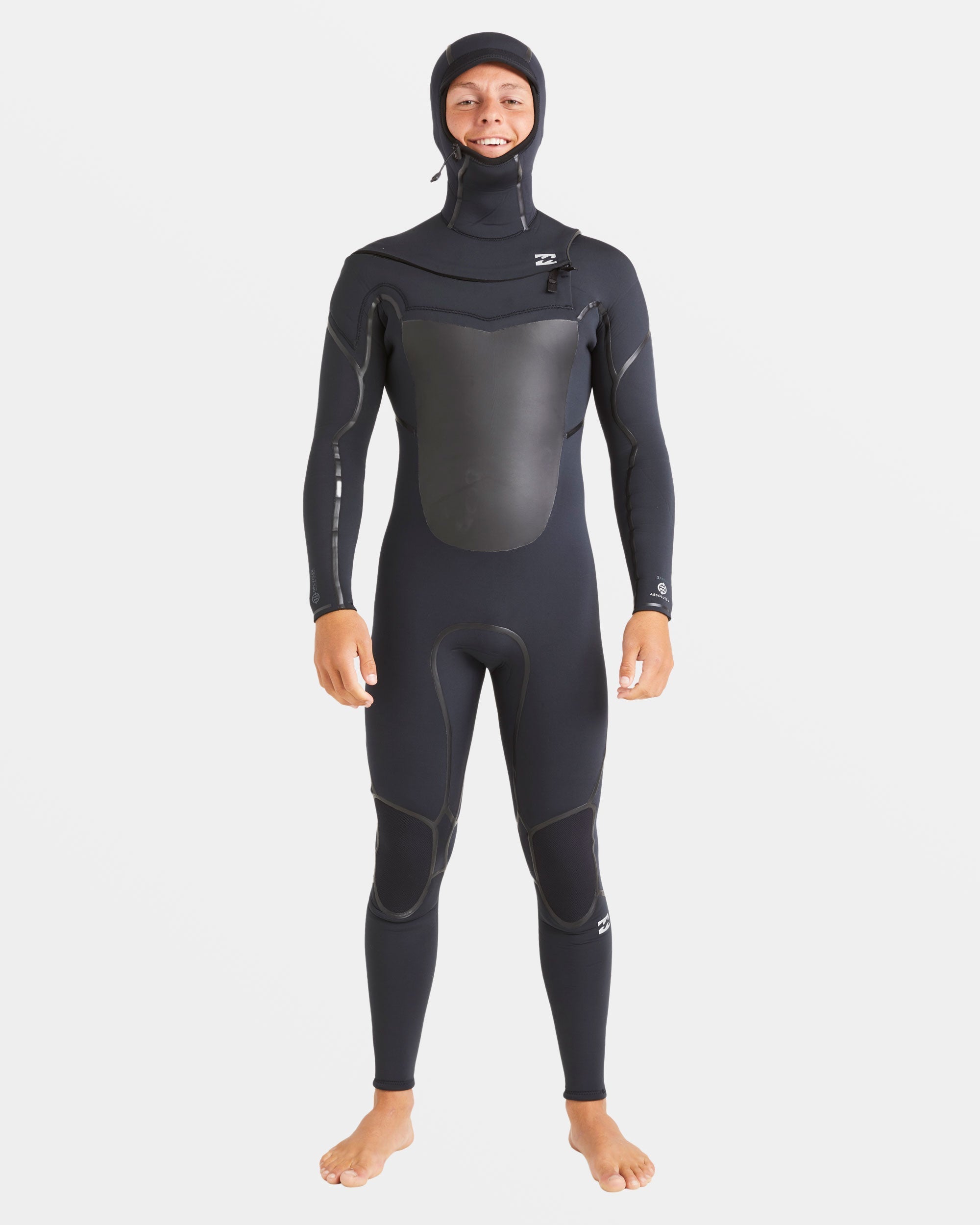 5/4mm Absolute Natural+ Upcycler Welded Chest Zip Hooded Wetsuit - Black