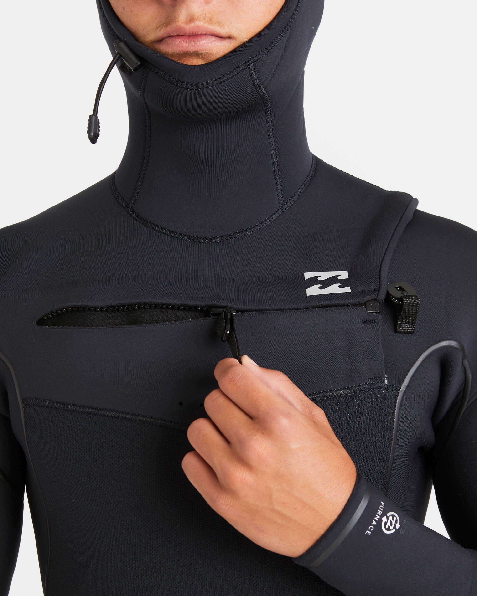 6/5mm Furnace Natural Upcycler Welded Chest Zip Wetsuit - Black