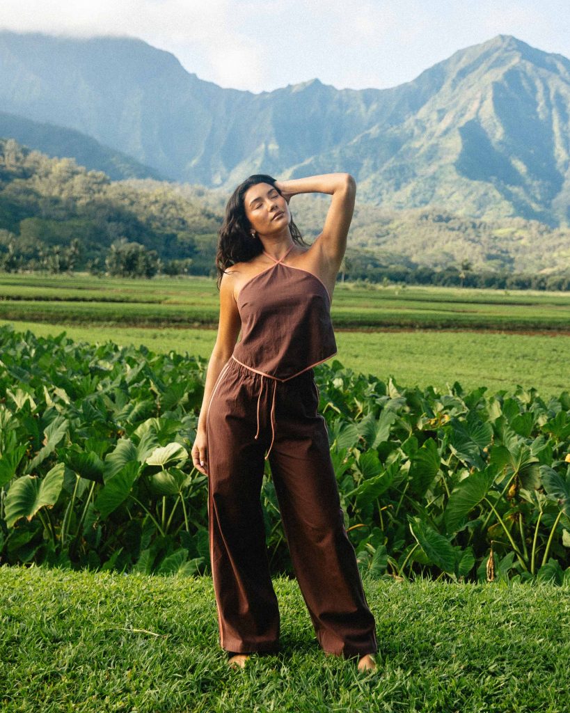 Double Take Elastic Waist Pants - Teak