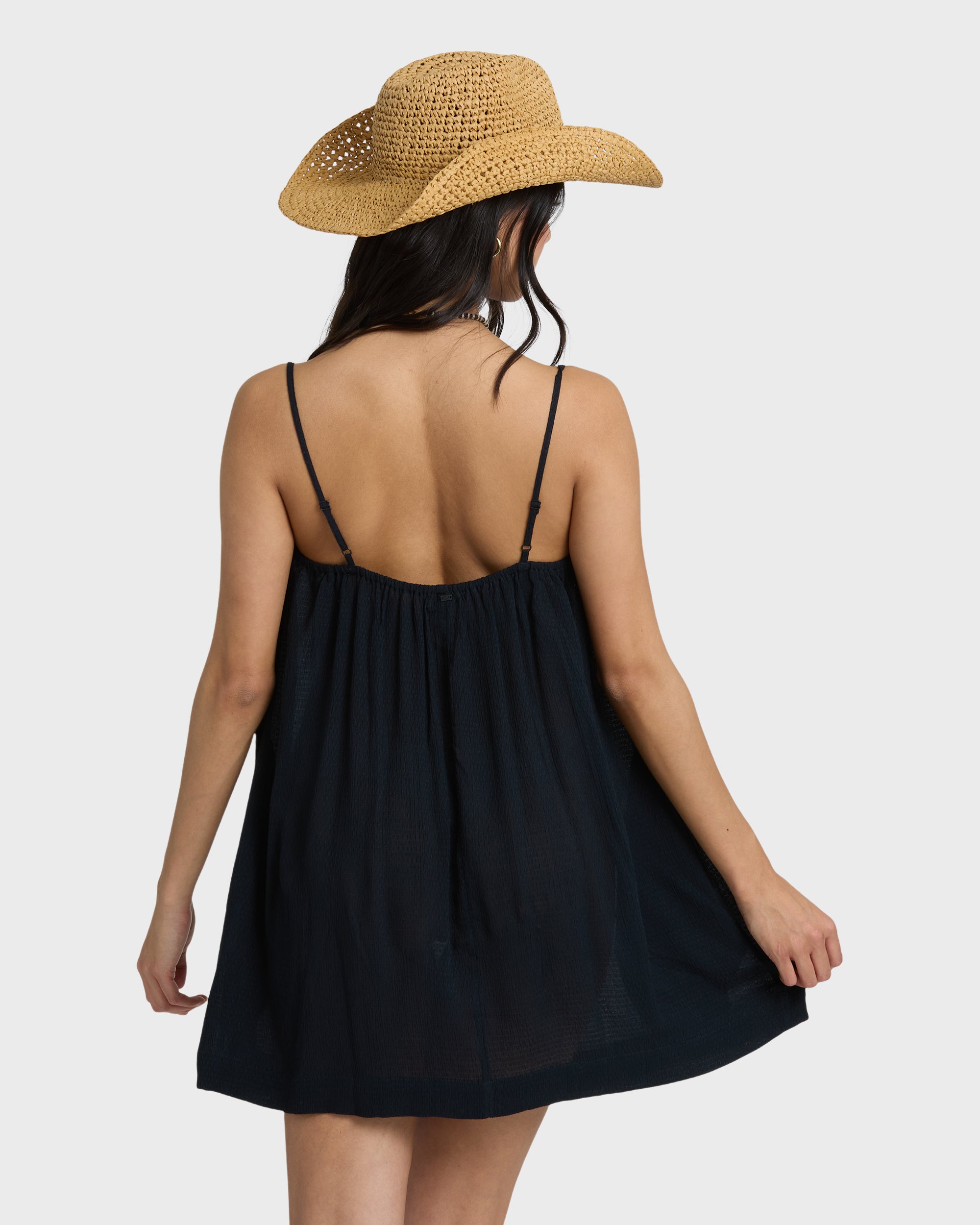 Beach Song Solid Mini Cover- Up Dress - Black Sands