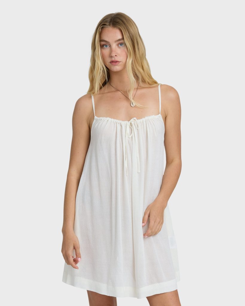 Beach Song Solid Mini Cover-Up Dress - Salt Crystal