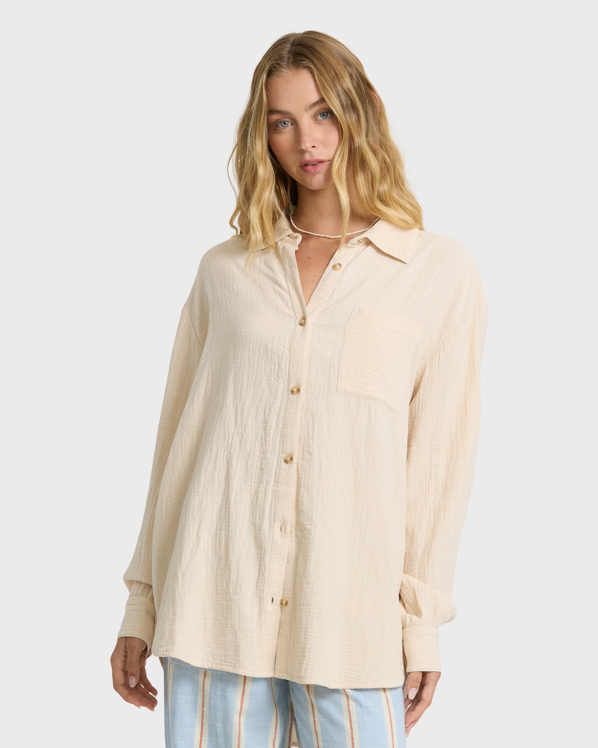 Wanderer Long Sleeve Woven Shirt - Dove