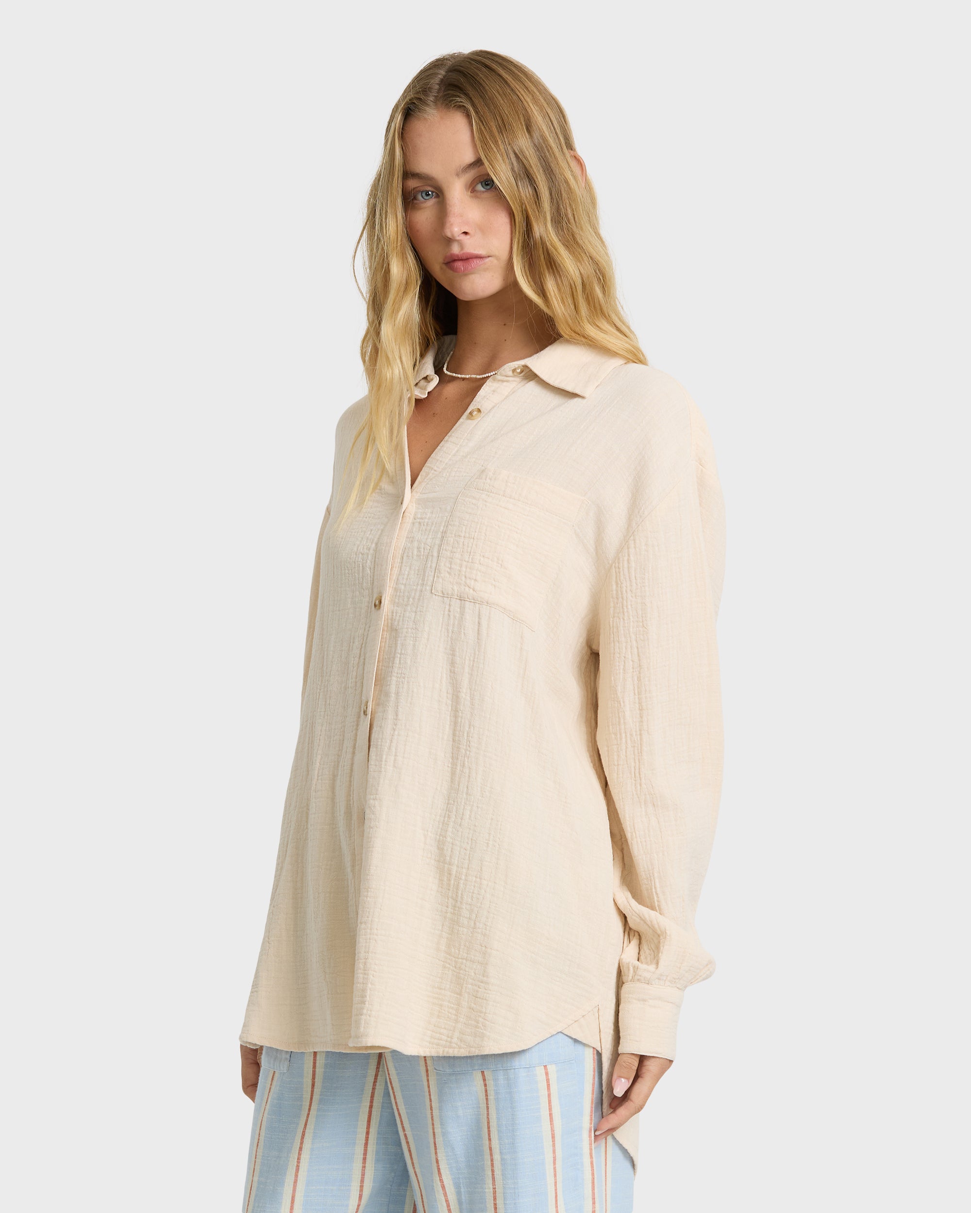 Wanderer Long Sleeve Woven Shirt - Dove