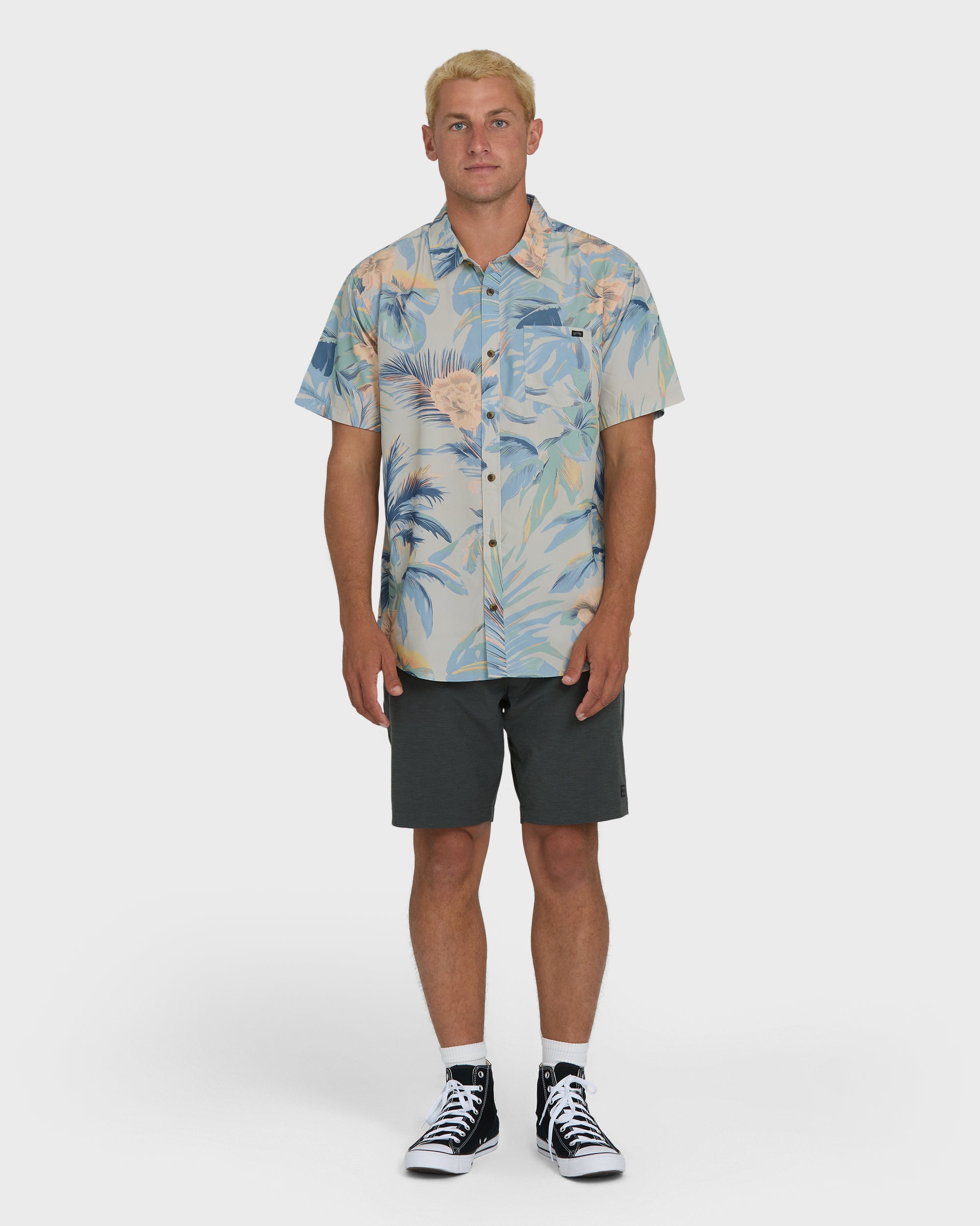 Sundays Lounge Short Sleeve Woven Shirt - Blue Horizon