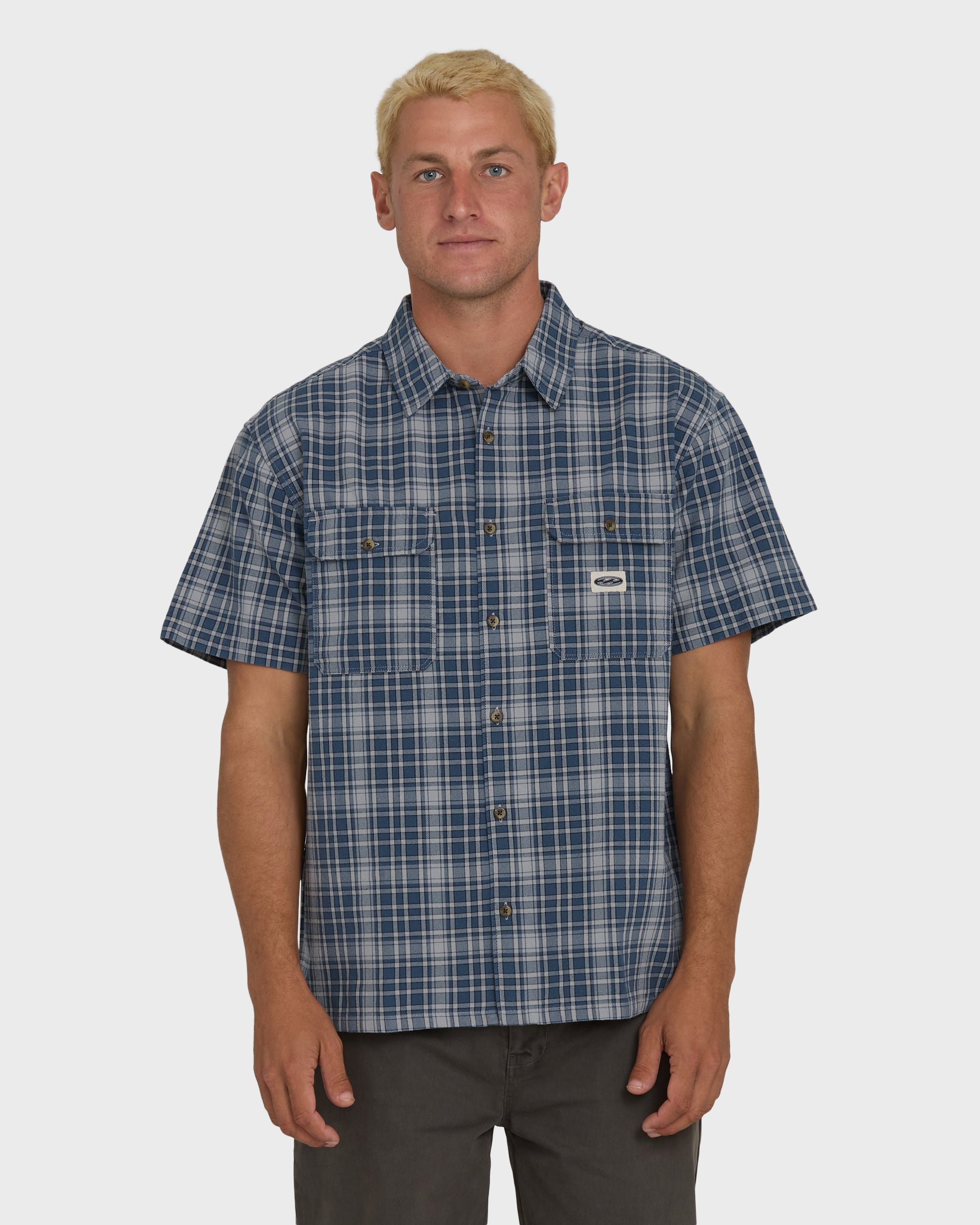 Bad Dog Short Sleeve Woven Shirt - Dark Denim