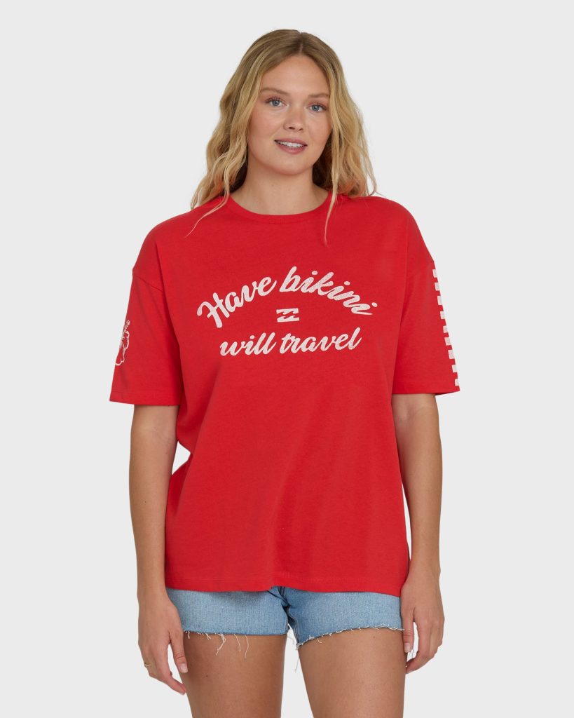 I Will Travel Short Sleeve Knit T-Shirt - Fiesta Red