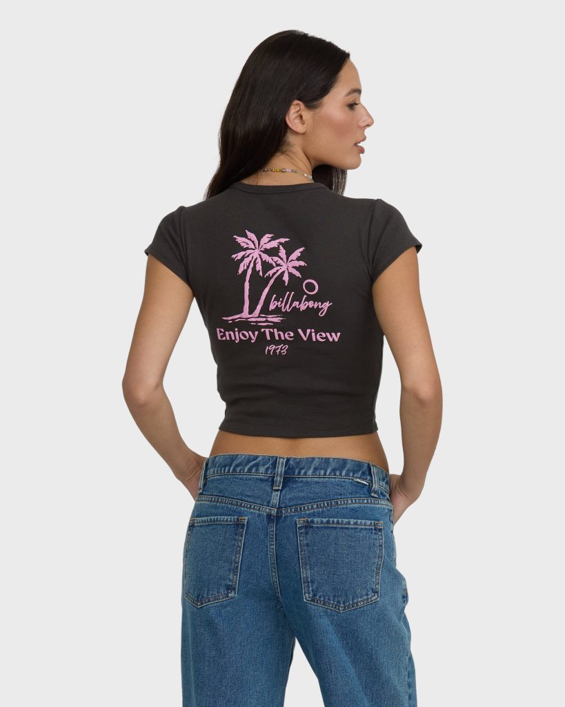 Magic Sunsets Short Sleeve Rib Knit T-Shirt - Off Black