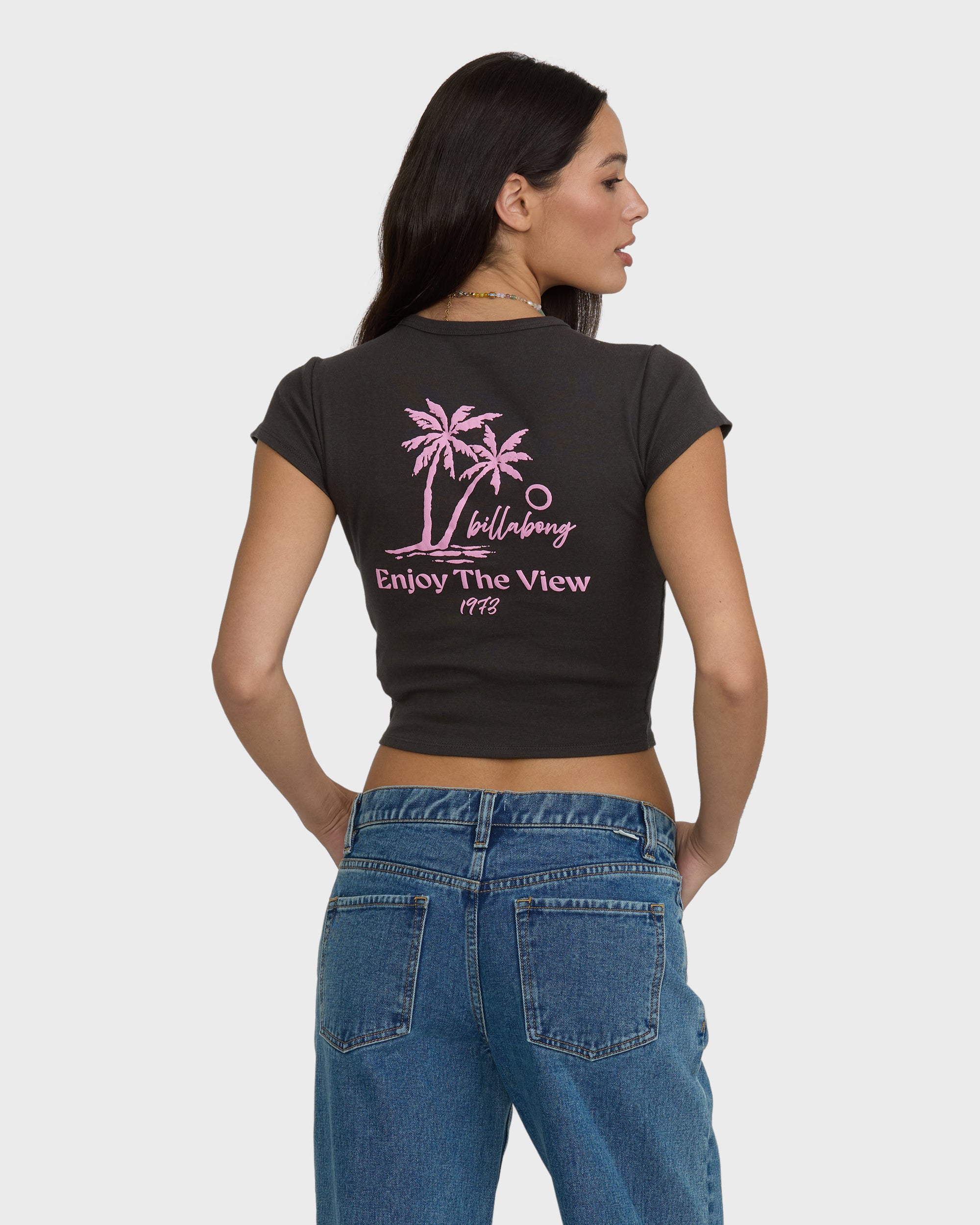 Magic Sunsets Short Sleeve Rib Knit T-Shirt - Off Black
