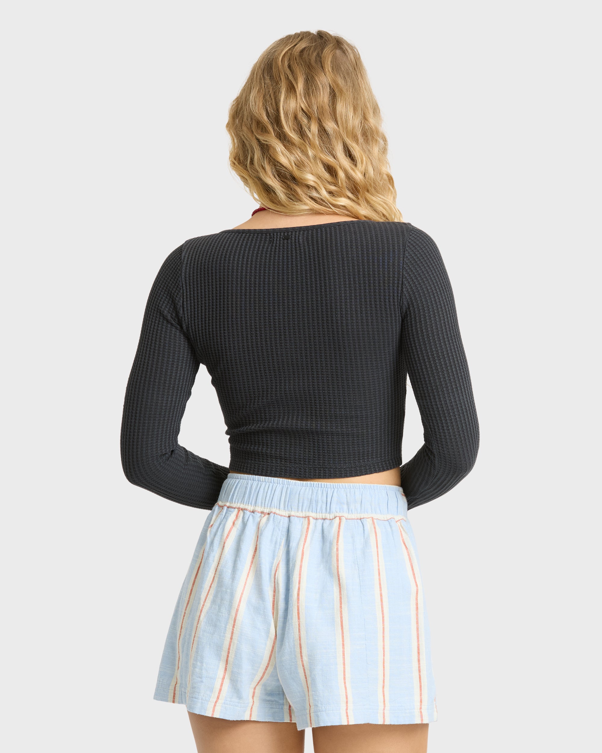 Paxton Long Sleeve Cotton Knit Top - Black Sands