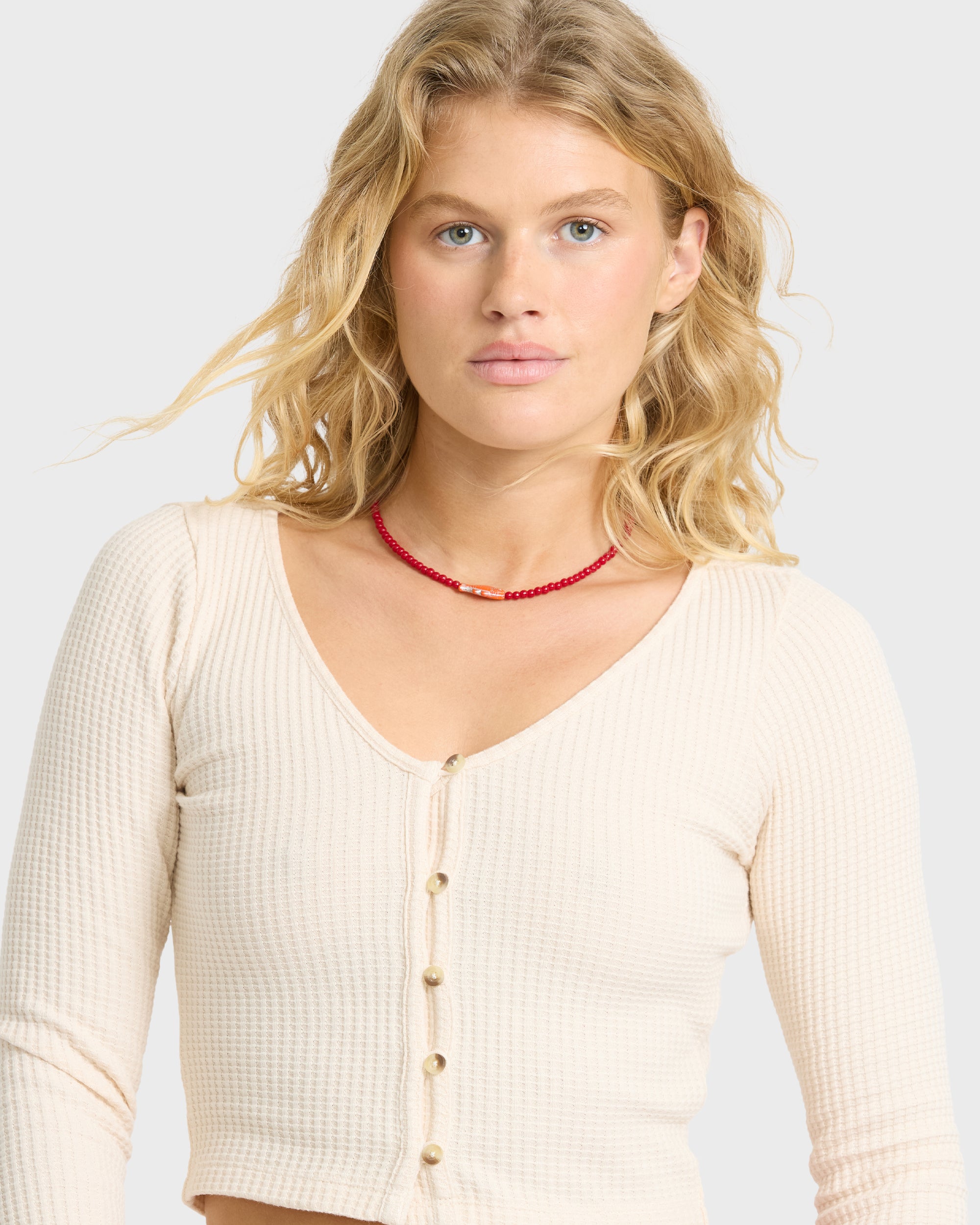 Paxton Long Sleeve Cotton Knit Top - White Cap