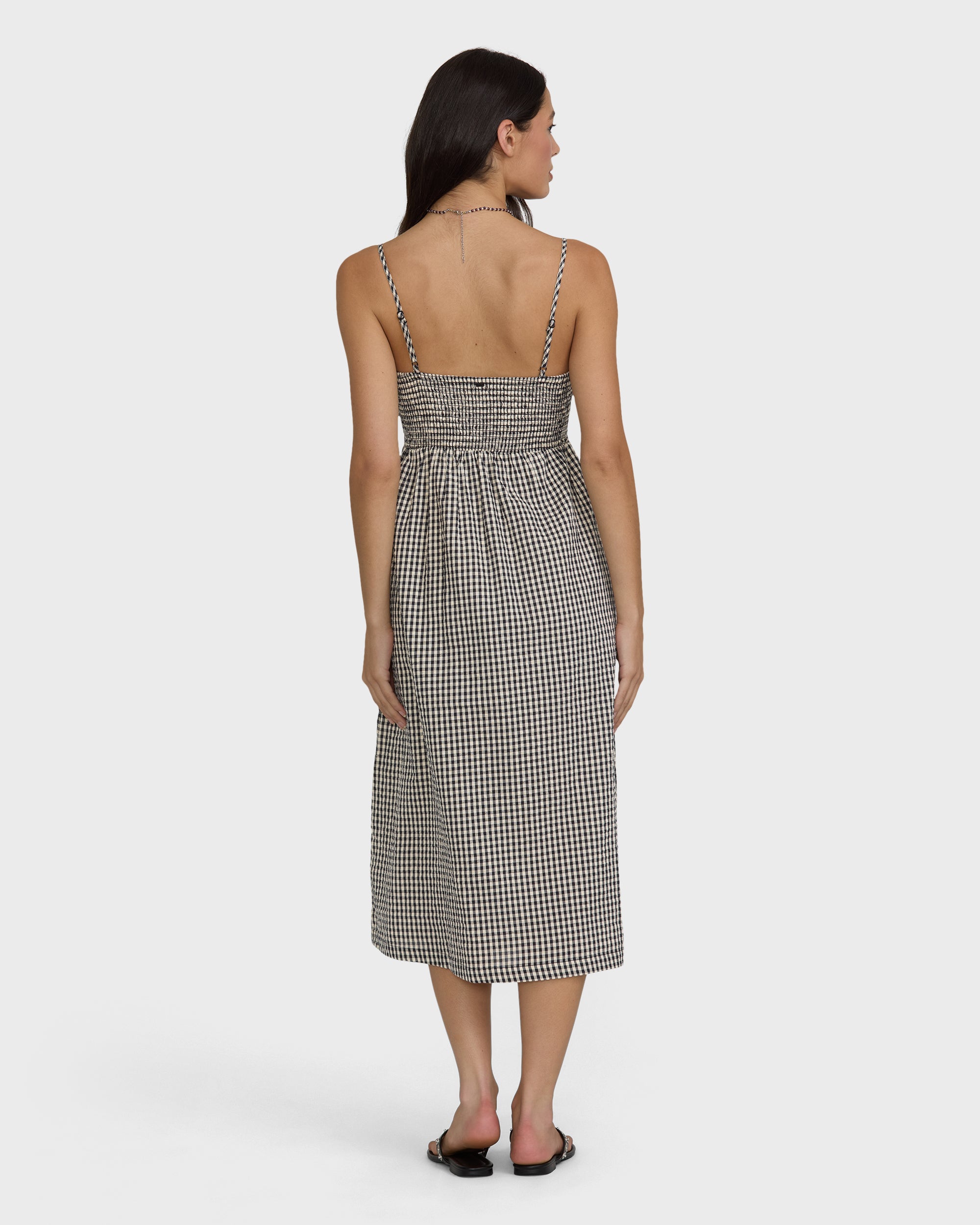 Beach Check Midi Dress - White/Black