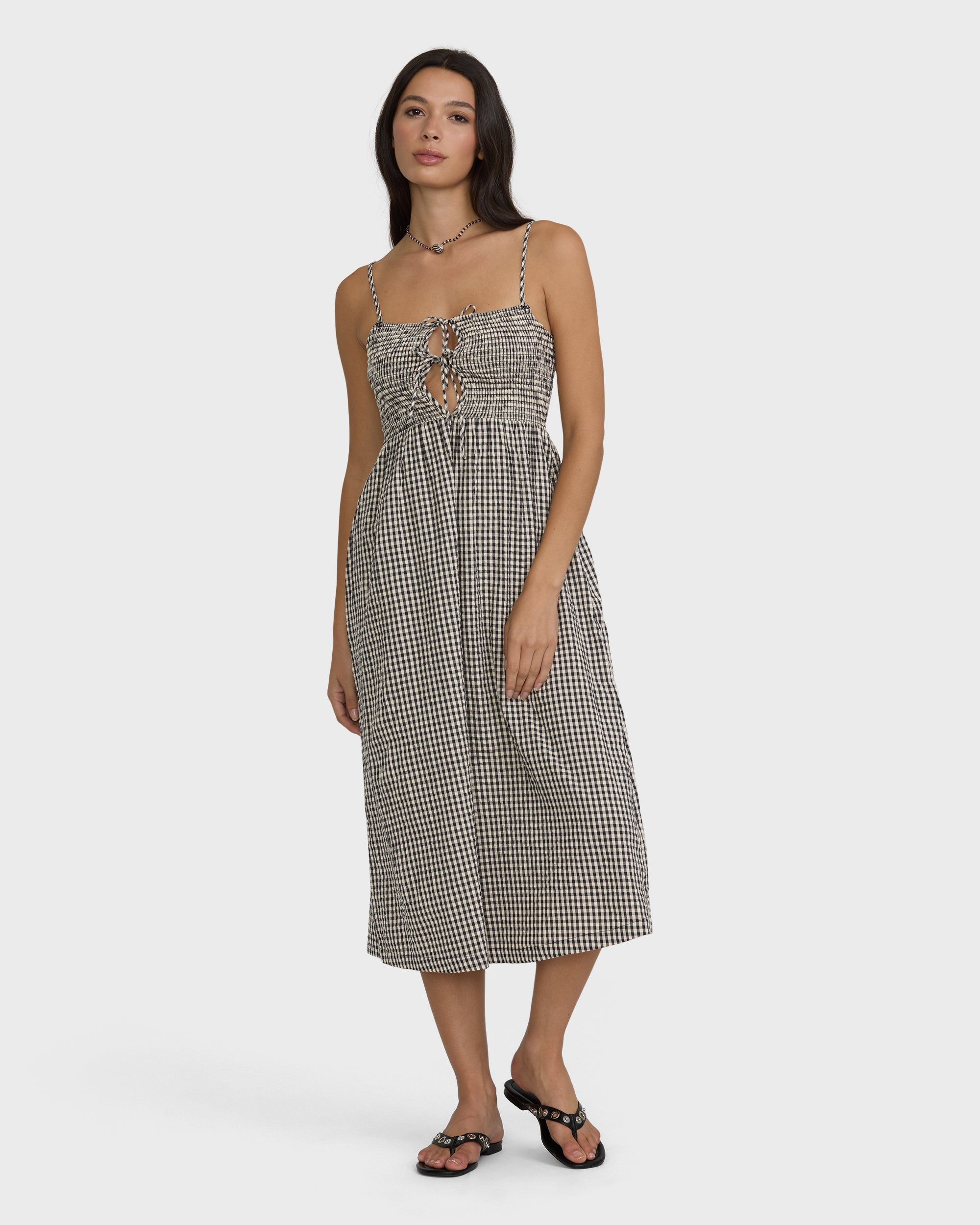 Beach Check Midi Dress - White/Black