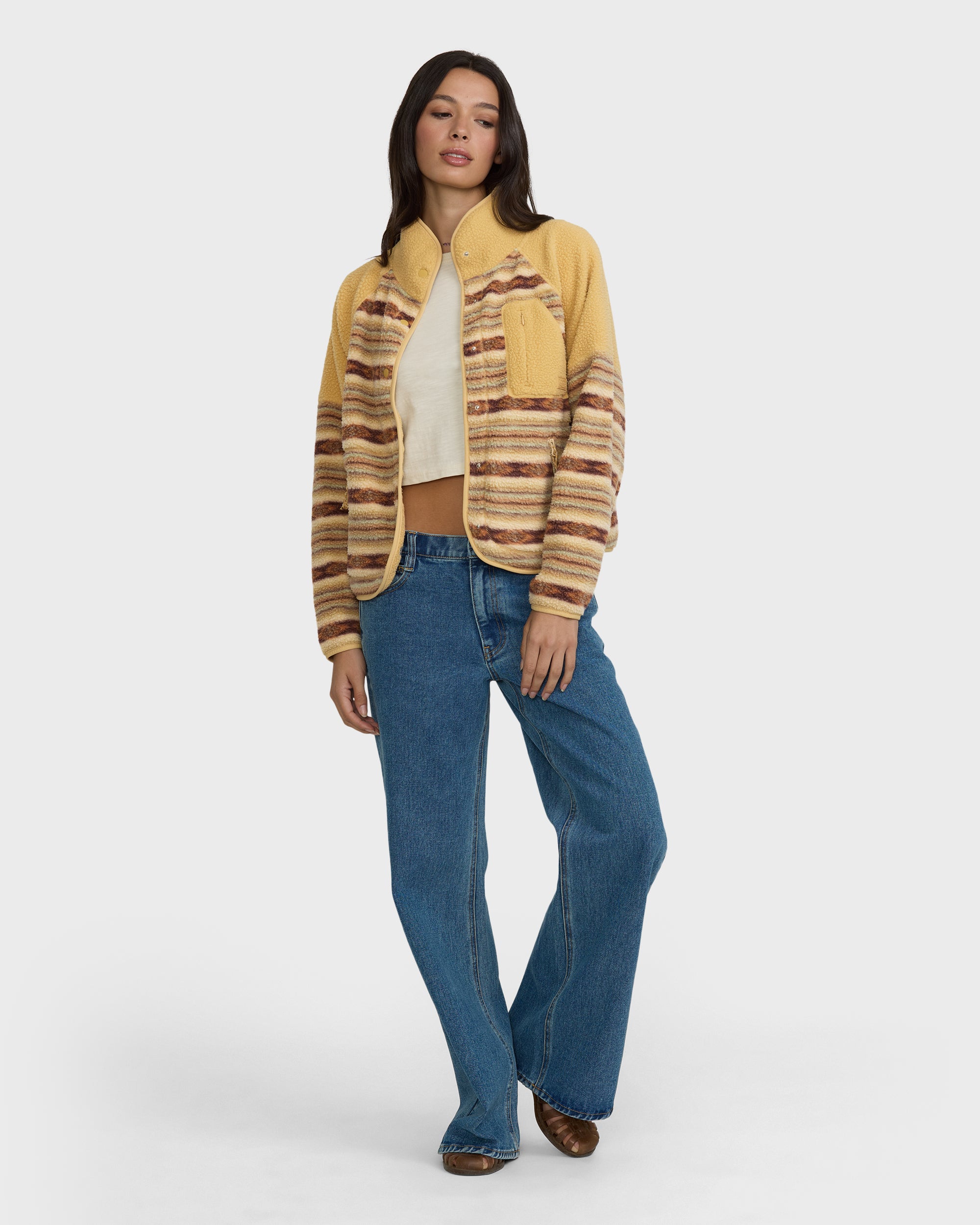 Popoyo Sherpa Full Zip Fleece Jacket - Curry