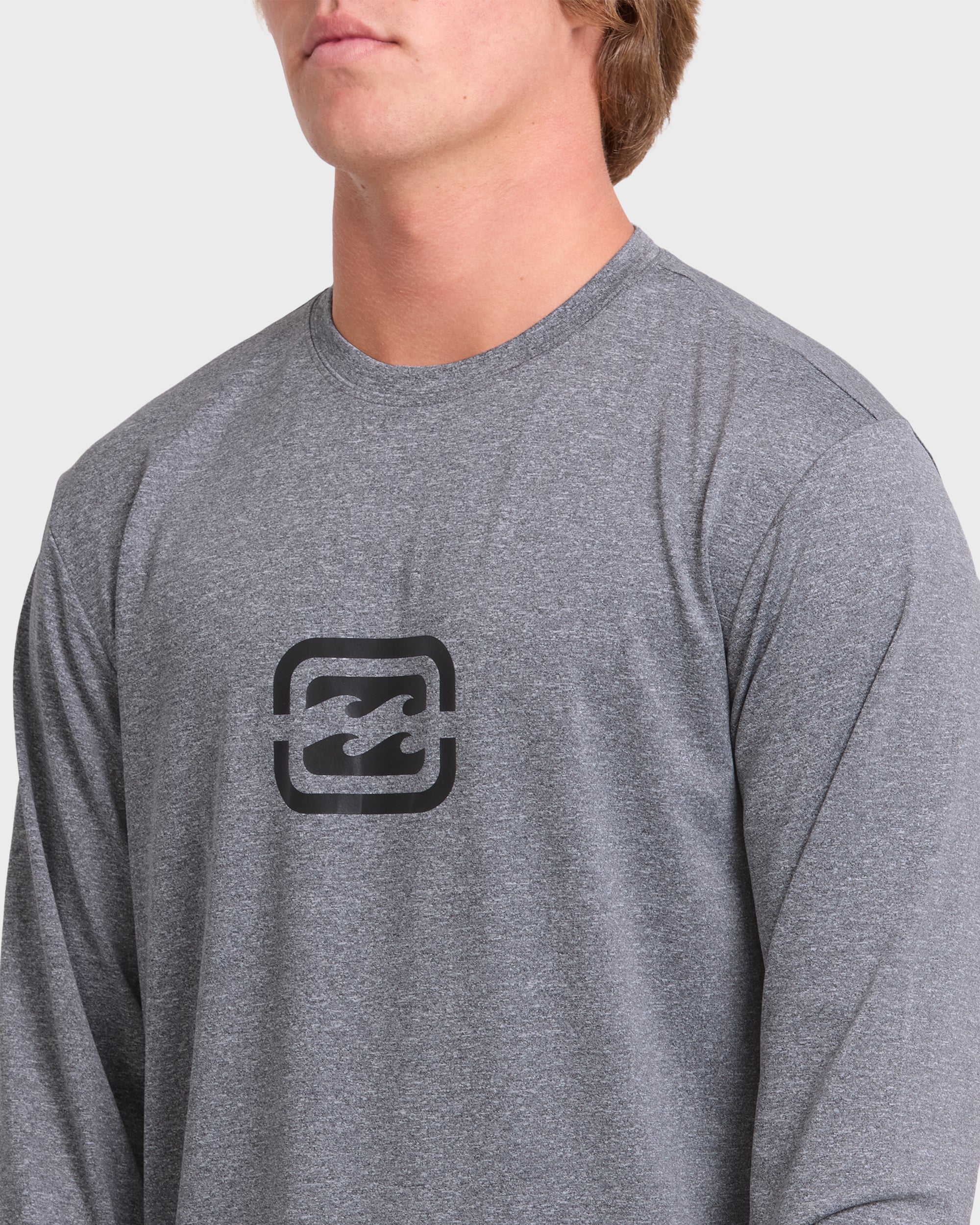 All Day Wave UPF 50 Long Sleeve Surf Tee - Light Gray Heather