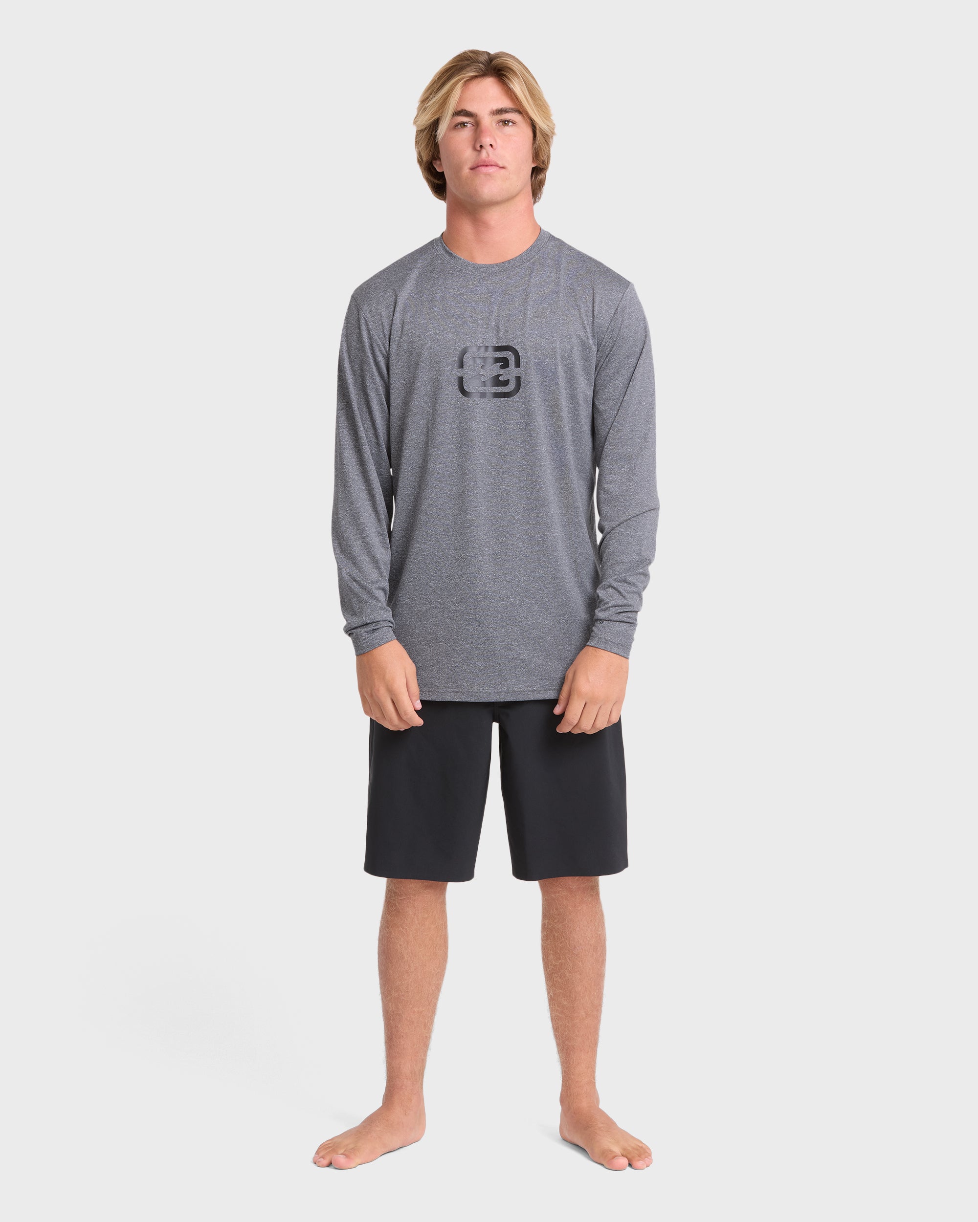 All Day Wave UPF 50 Long Sleeve Surf Tee - Light Gray Heather