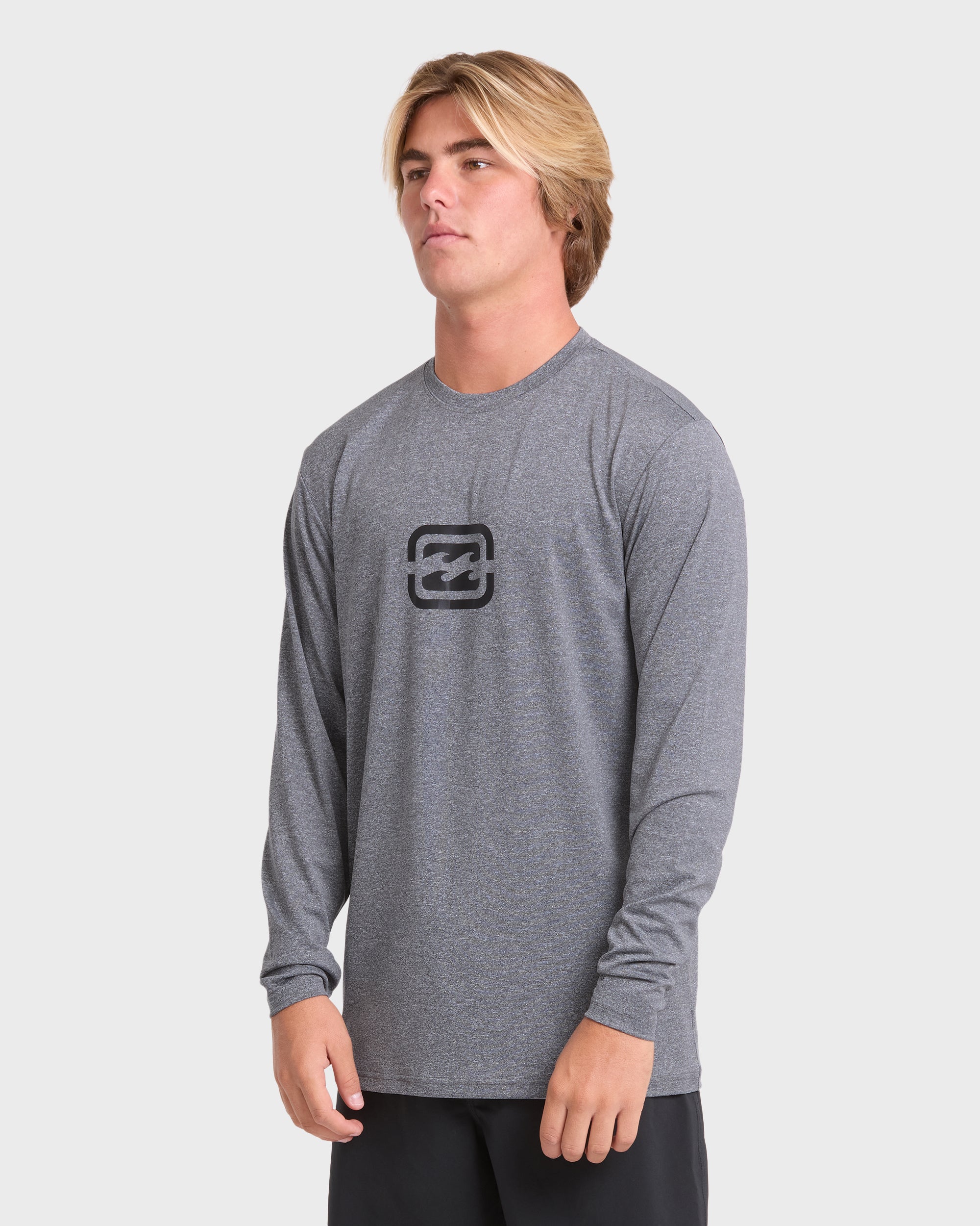 All Day Wave UPF 50 Long Sleeve Surf Tee - Light Gray Heather