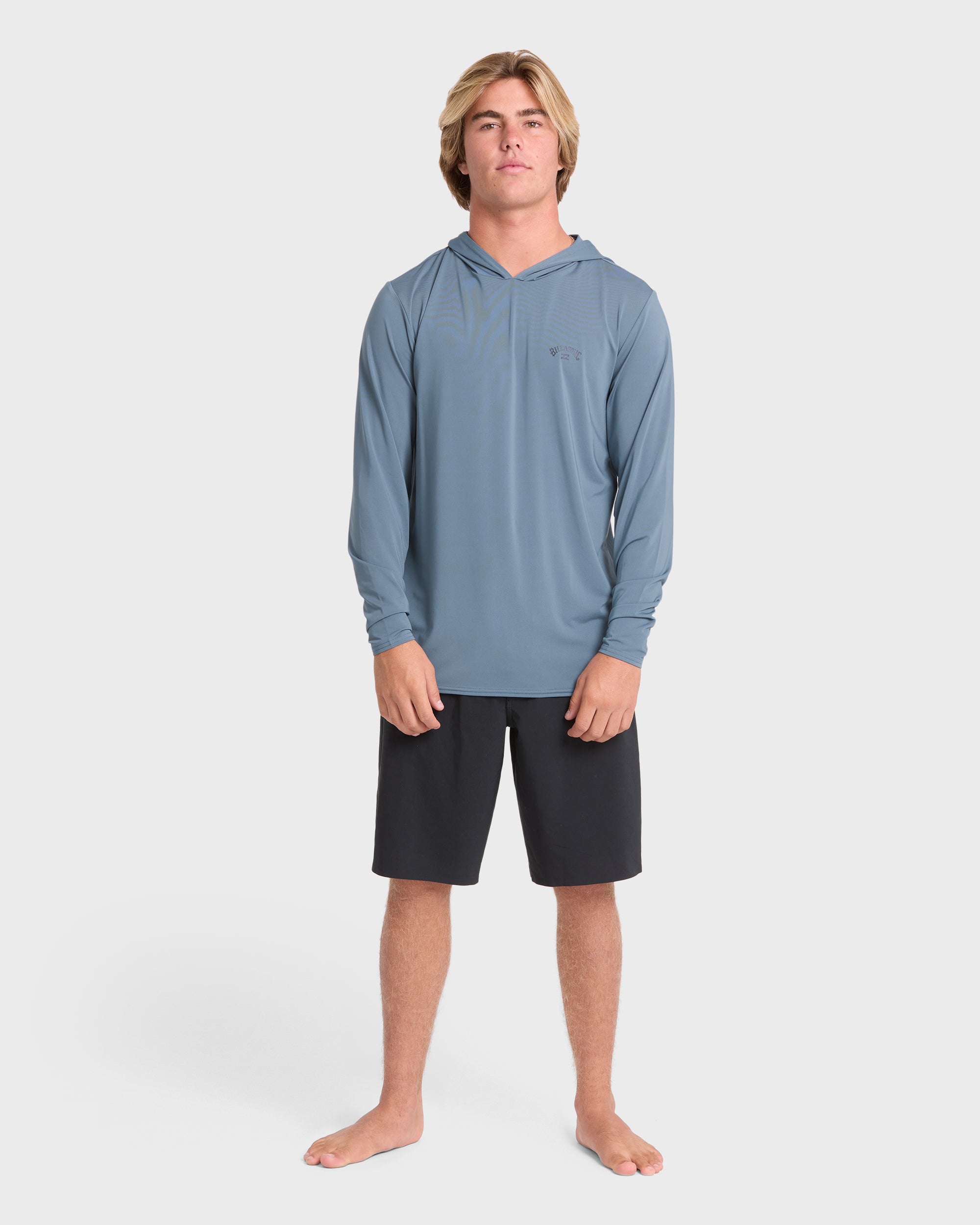 Arch Mesh Hooded UPF 50 Long Sleeve Surf Tee - China Blue