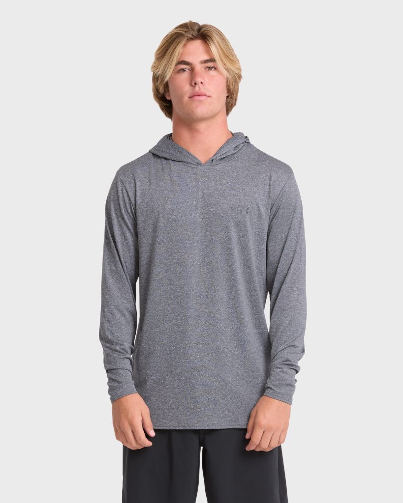 Arch Mesh Hooded UPF 50 Long Sleeve Surf Tee - Light Gray Heather